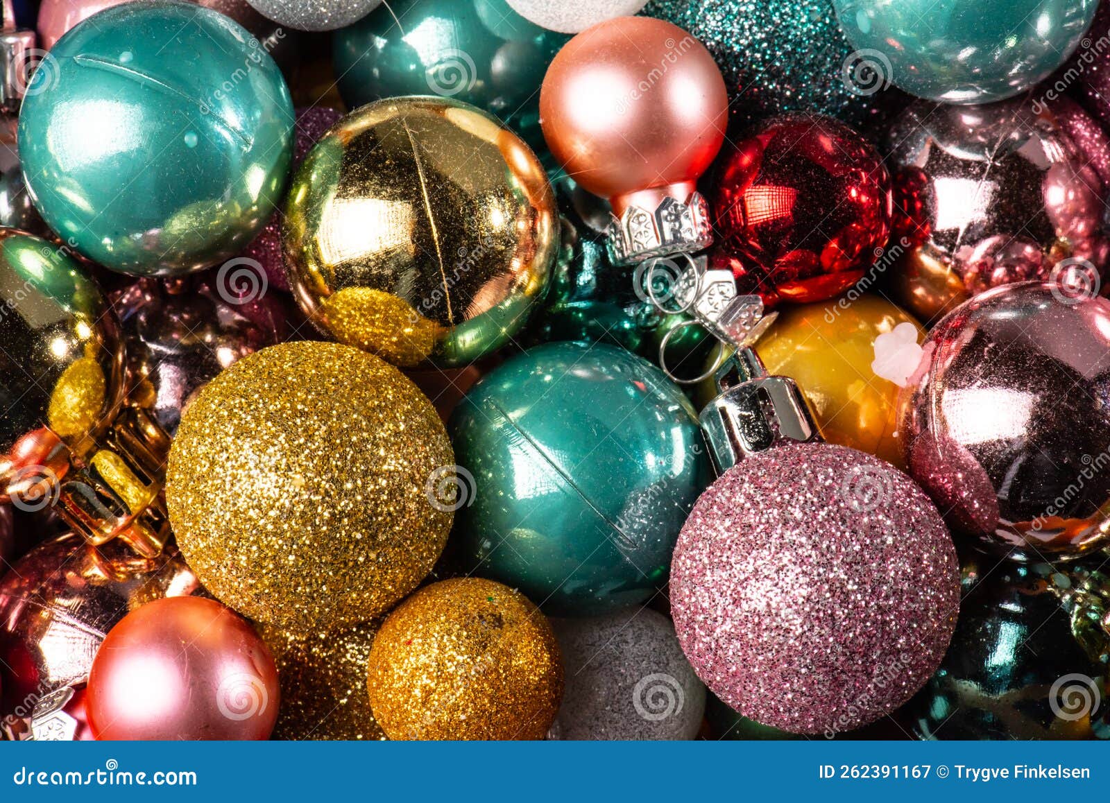 Assortment of Shiny Multi Colored Christmas Balls.. Stock Image Image