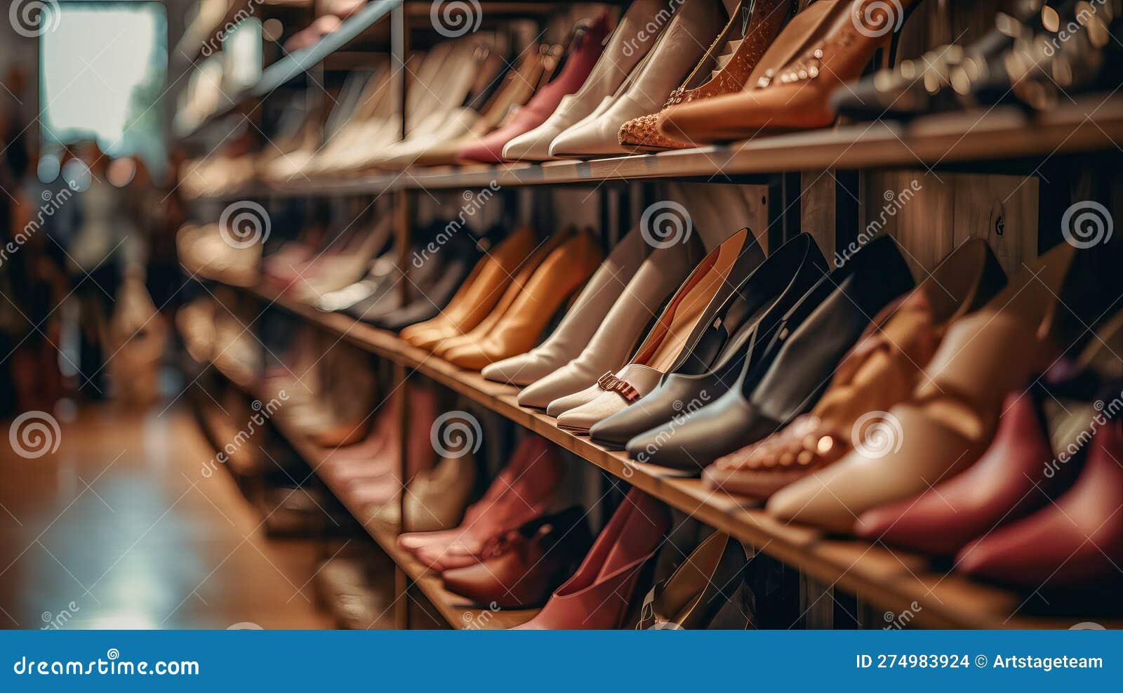 Assortment of Shoes on the Showcase of a Shoe Store. Al Generated Stock ...