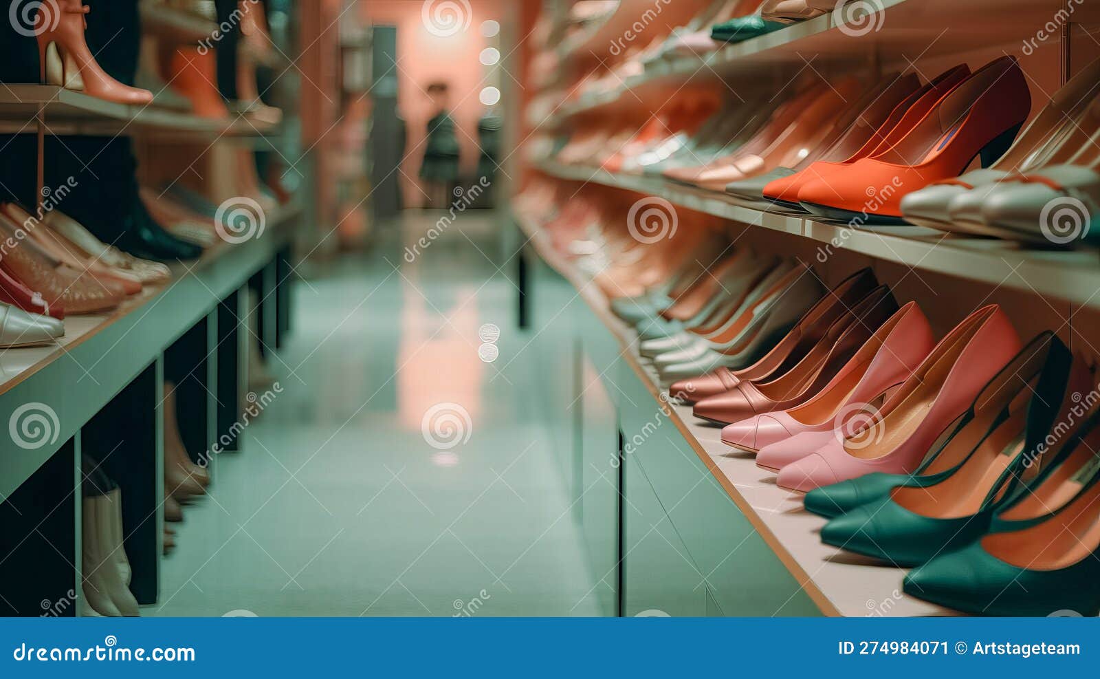 Assortment of Shoes on the Showcase of a Shoe Store. Al Generated Stock ...