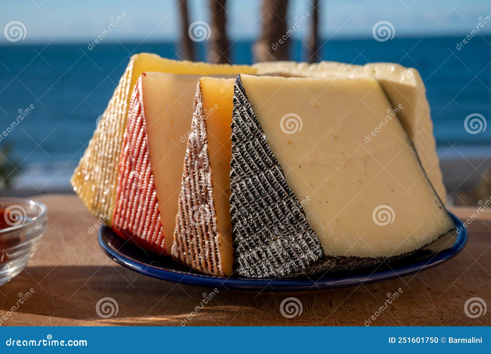 Assortment Of Spanish Hard Cheeses Curado Manchego Goat Cheese