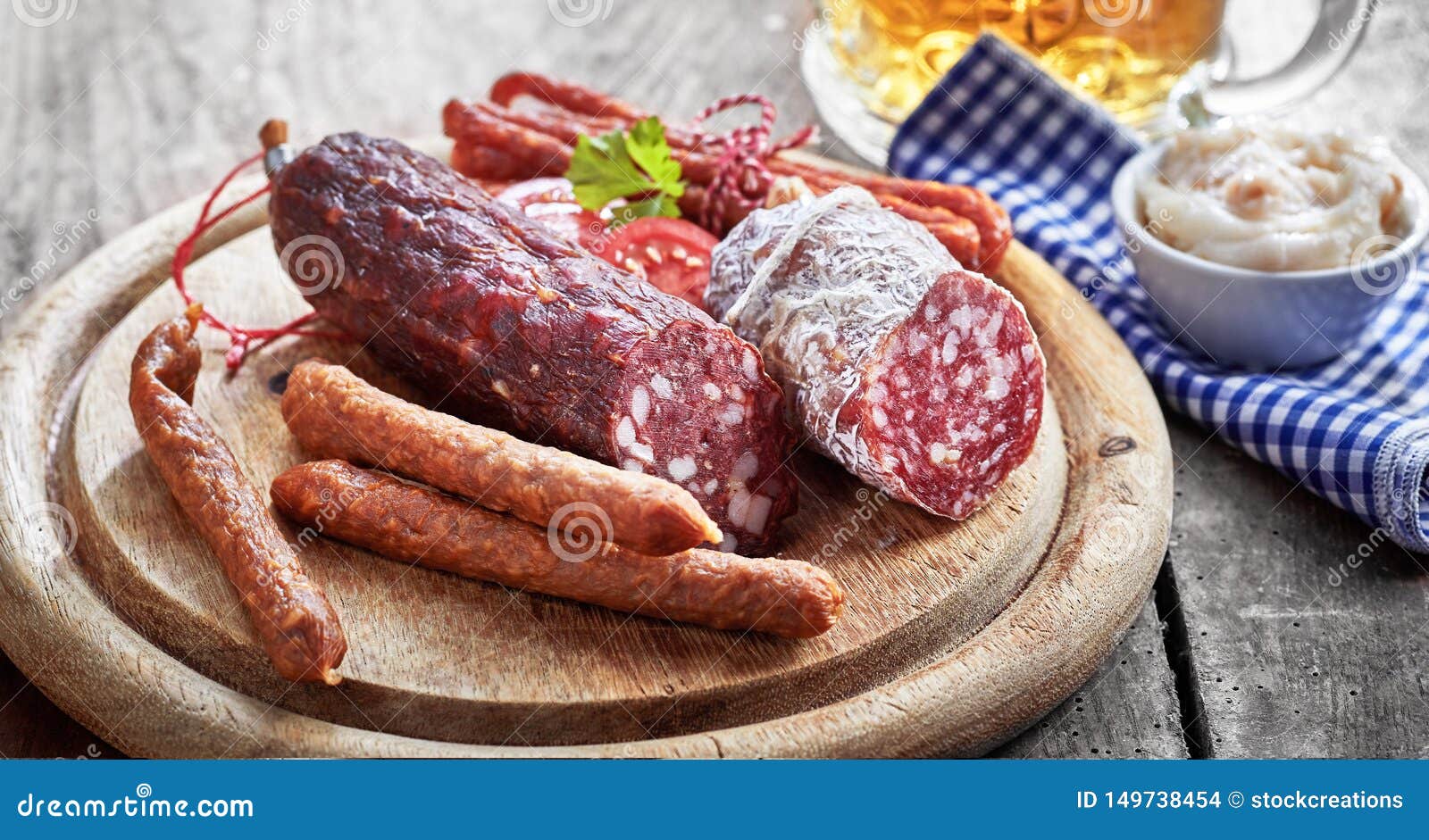 Assortment of Spicy Dried Wild Venison Sausages Stock Photo Image of