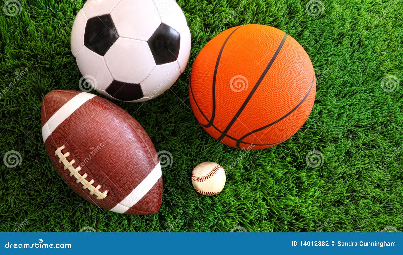 assortment of sport balls on grass