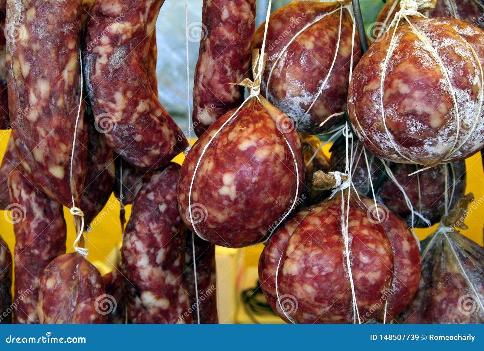 Assortment of Stacked Raw Salami Stock Image Image of meals, meal