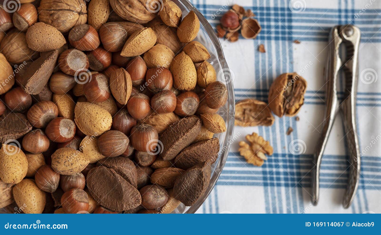 Assortment of Whole Nuts, Walnuts, Almonds, Hazelnuts and Brazil Nuts