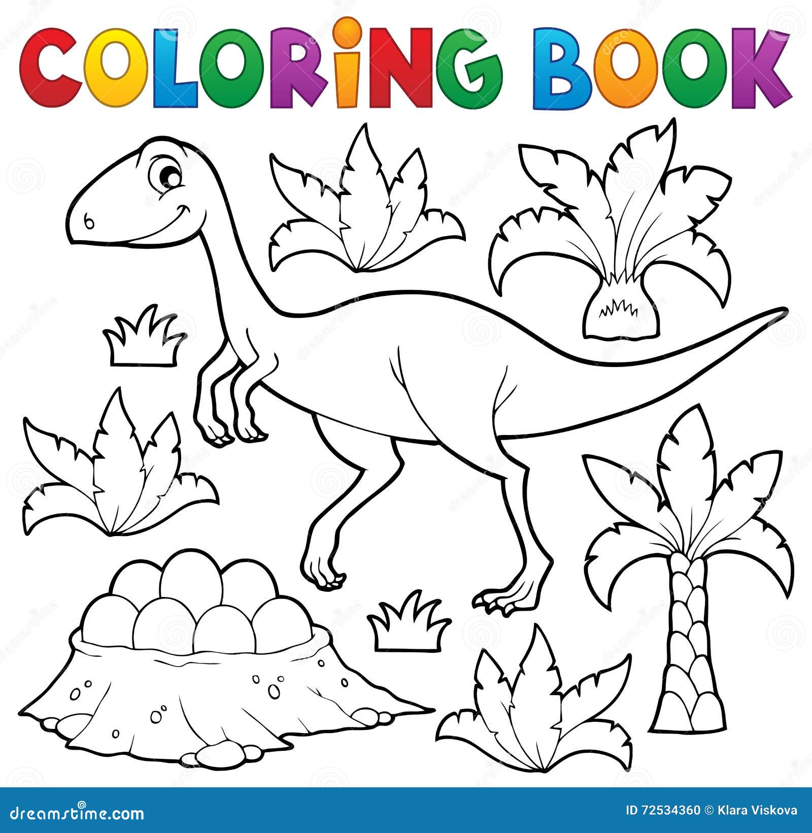 Desenho Composição Dinossauro Livro Colorir Eps10 Ilustração