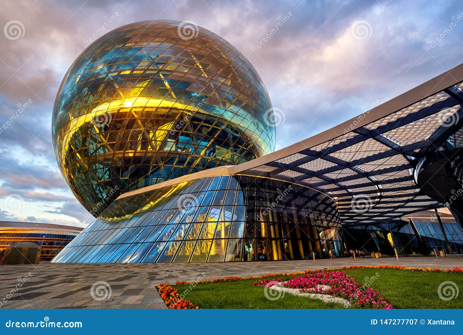 astana, kazakhstan, the modernist glass sphere of nur alem pavilion