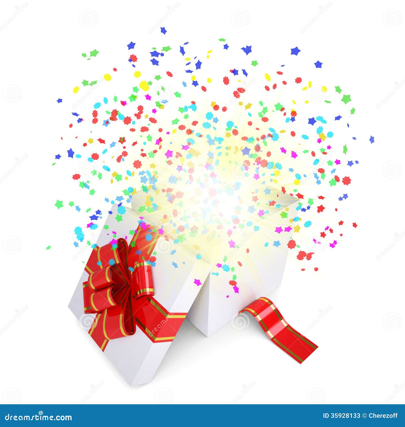 asterisks fly from the open gift box stock illustration illustration of happy element 35928133 dreamstime com