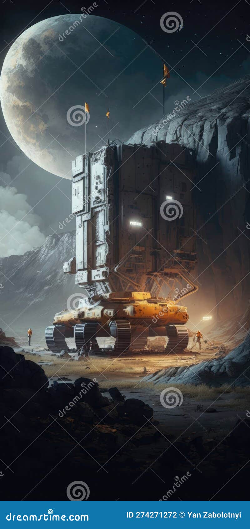 asteroid base mining operations space habitation lunar smartphone phone wallpaper. generative ai