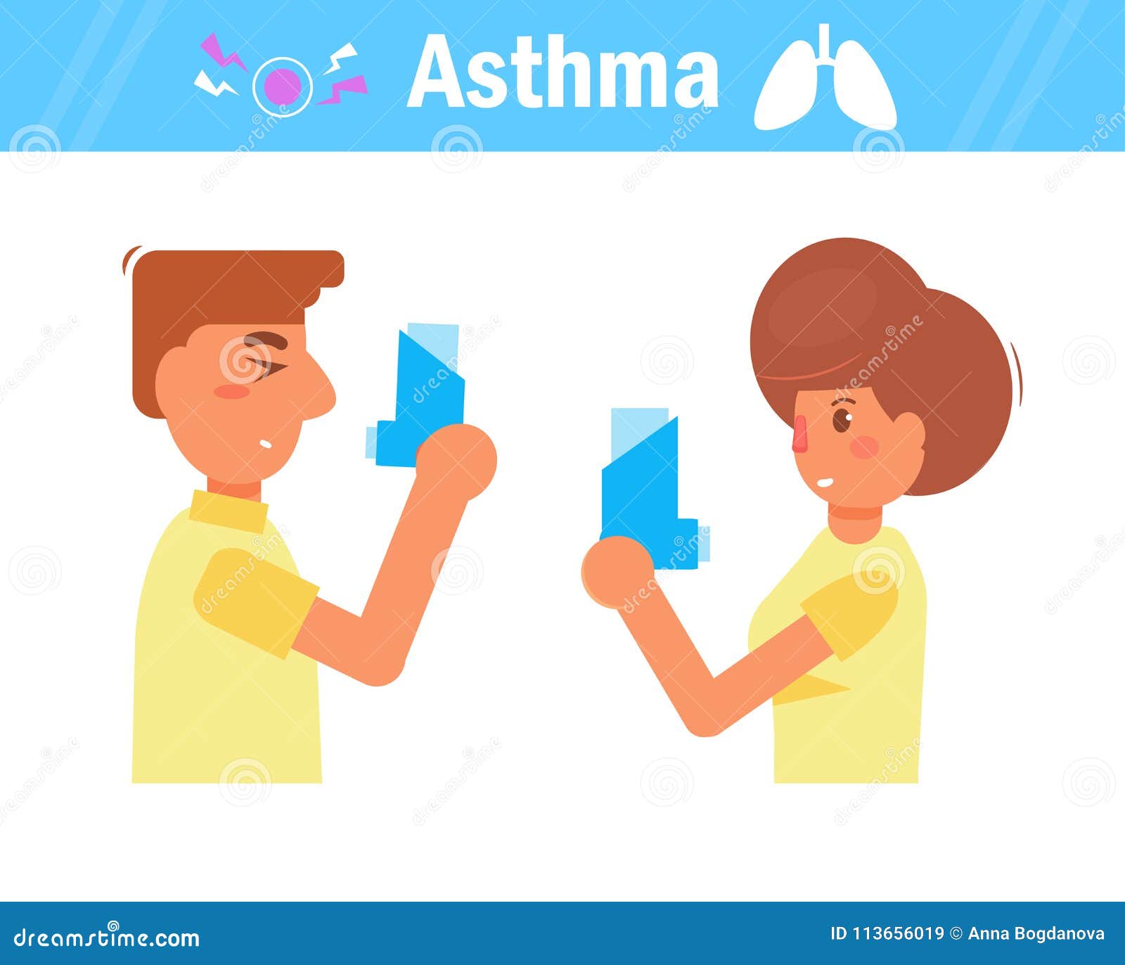 Asthma Vector Illustration. Disease With Breathing Problems Diagram