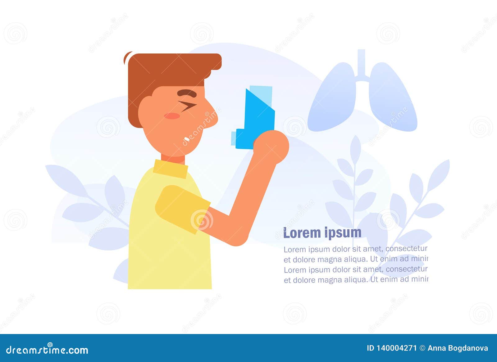 Asthma Vector Illustration. Disease With Breathing Problems Diagram