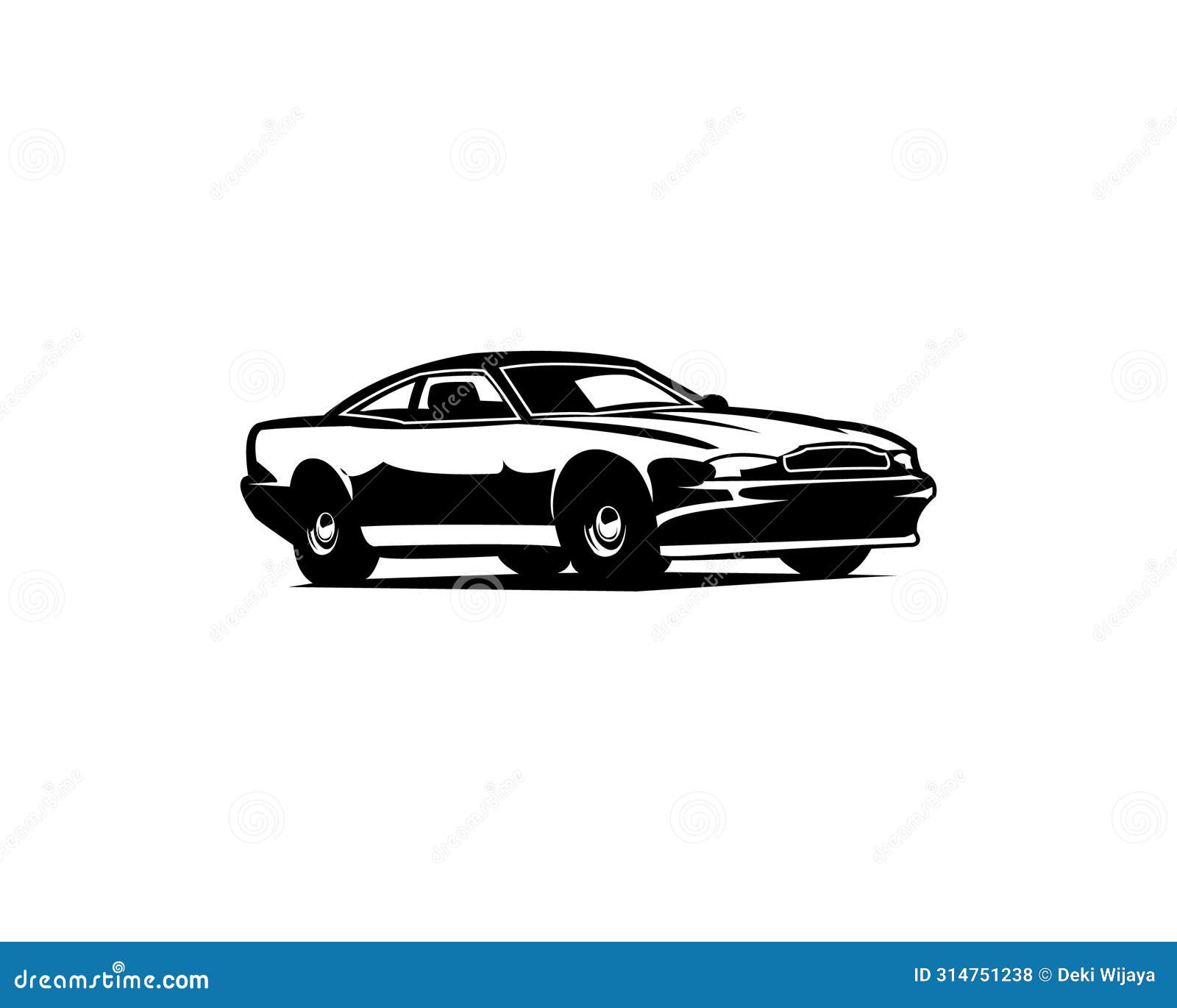 aston martin v8 coupe silhouette.  from the side in a beautiful style.