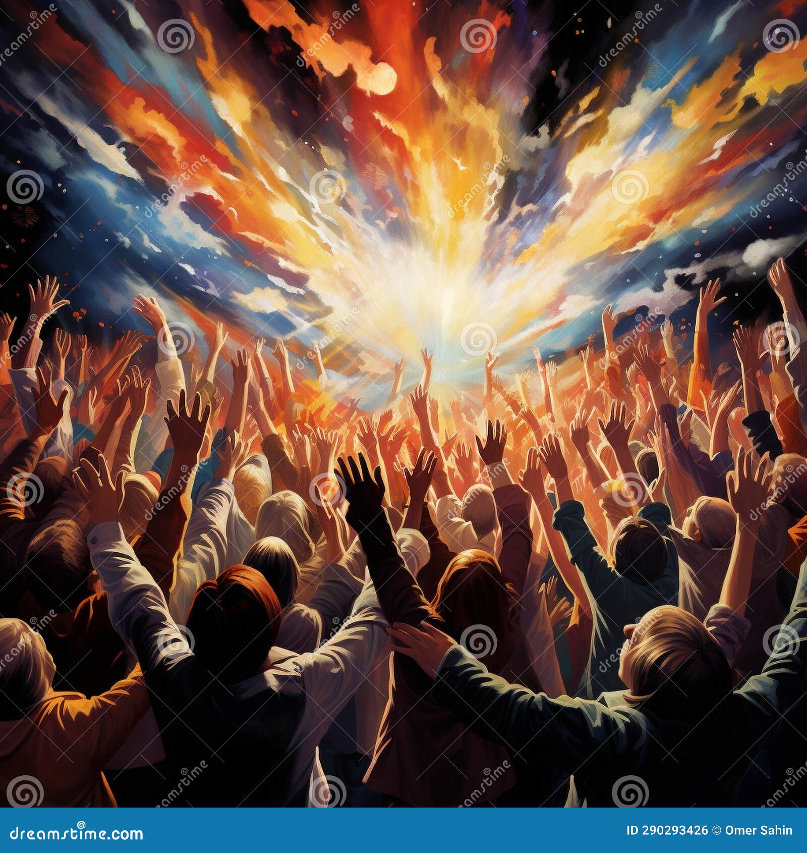 astonishing wallpaper: celestial crescendo - congregation lifting their hands in synchronized worship