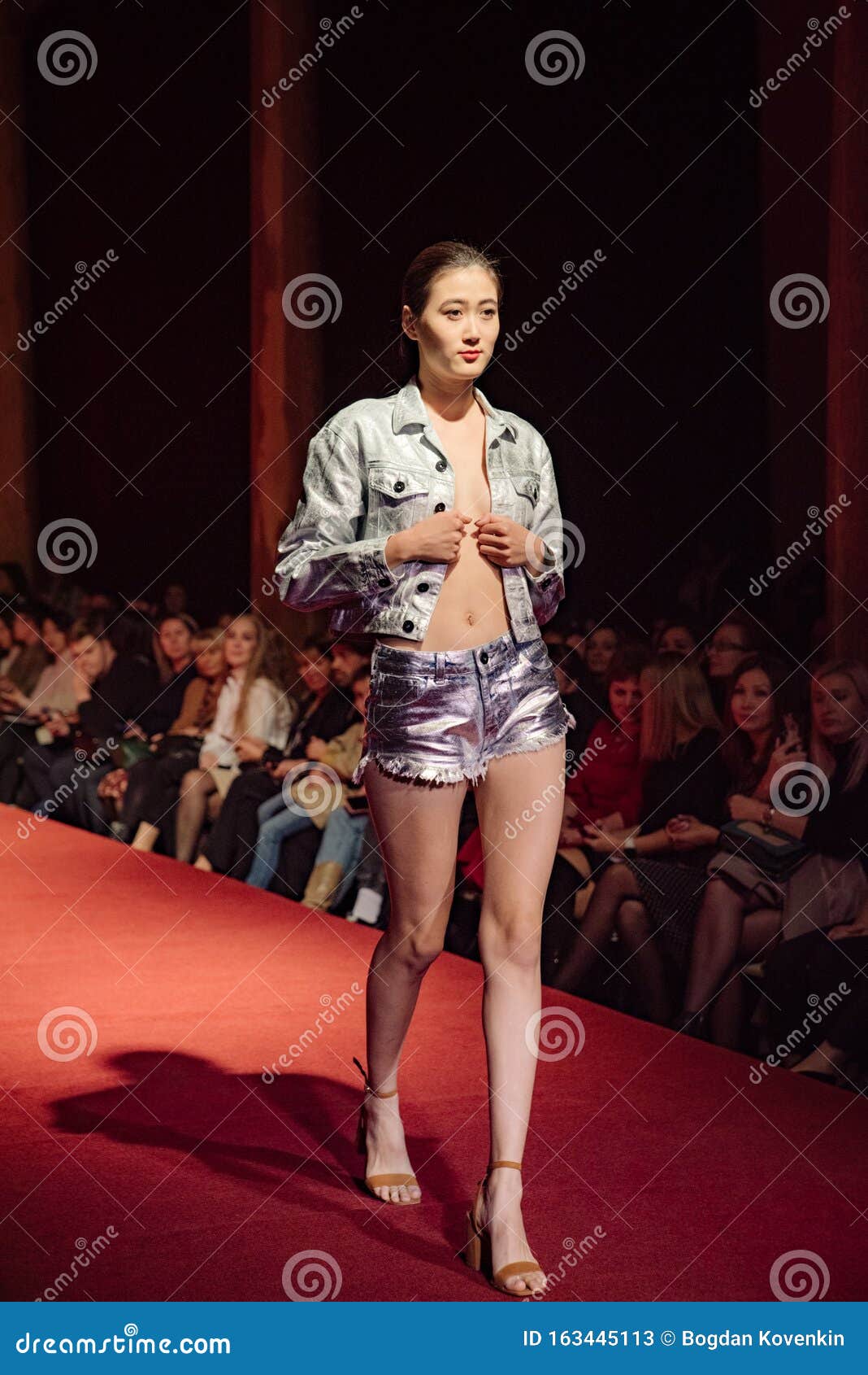ASTRAKHAN RUSSIA - NOVEMBER 01, 2019. Caspian Fashion Walks the Catwalk in a Swimsuit.Fashion Show Editorial Stock - Image of show, fashionable: 163445113