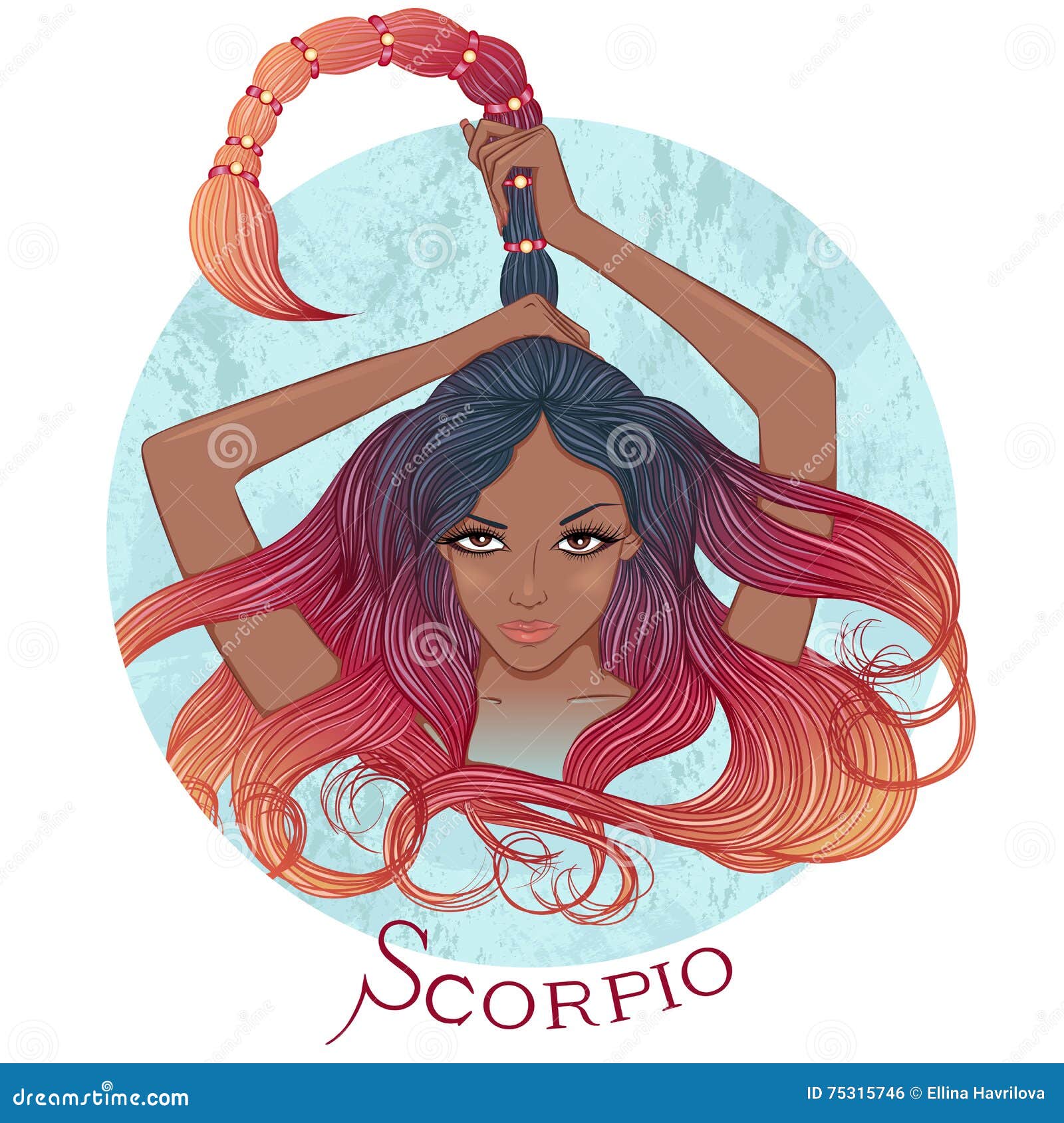 Astrological Sign Scorpio As Beautiful African American Gir Clipart And ...