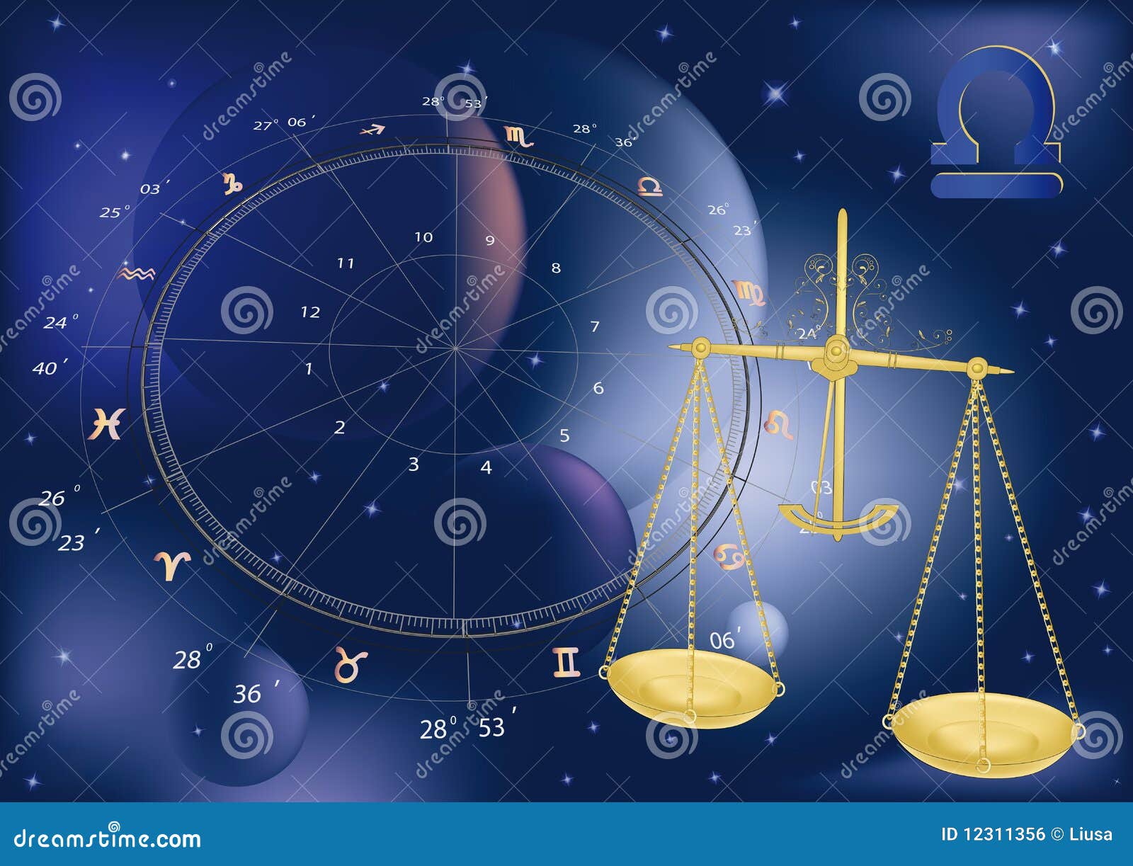 Astrological signs scales stock vector. Illustration of justice 12311356