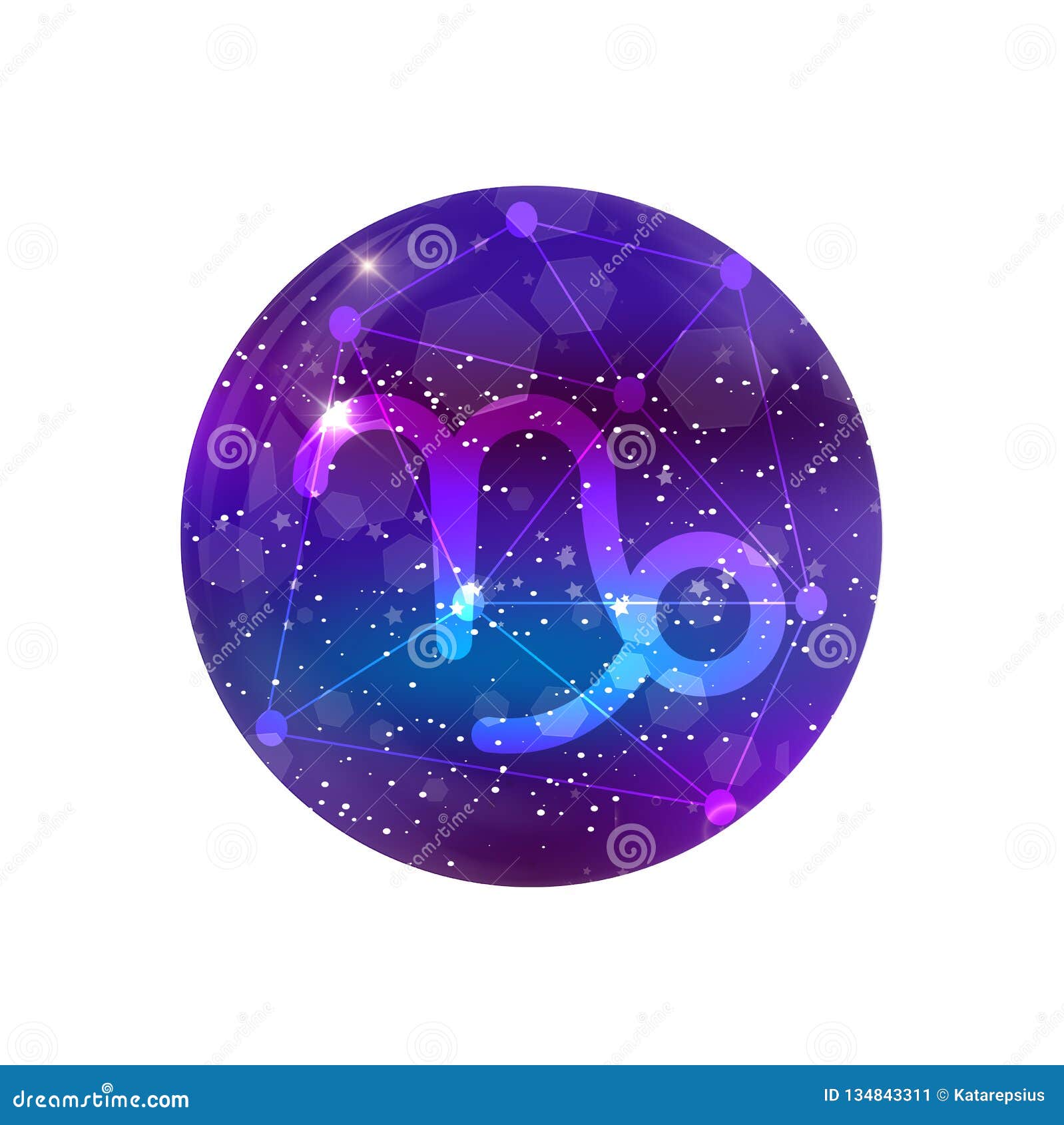 Astrological Symbol of Capricorn. Abstract Vector Shiny Western Zodiac ...