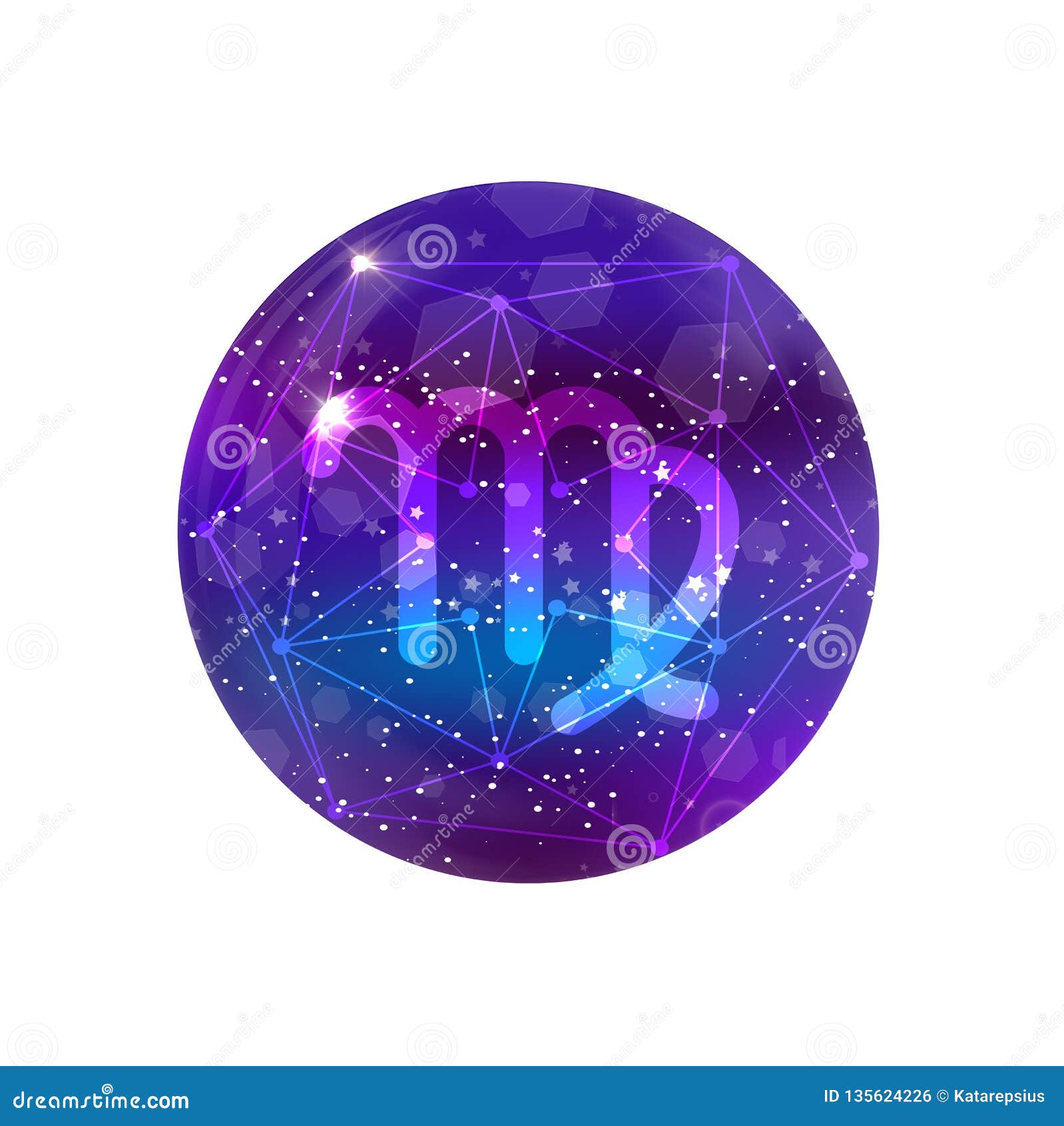 Astrological Symbol of Virgo. Abstract Shiny Western Zodiac Horoscope ...