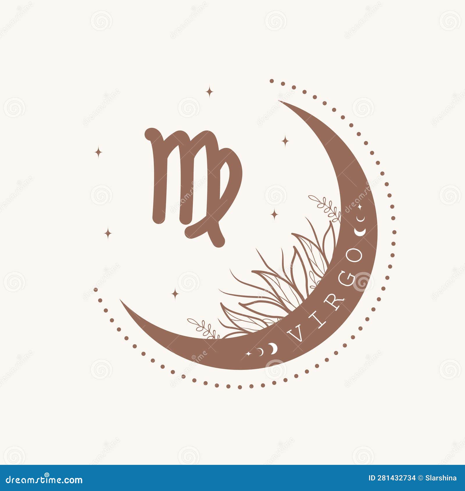 Astrological Virgo Zodiac Sign. Hand Drawn Vector Illustration. Simple