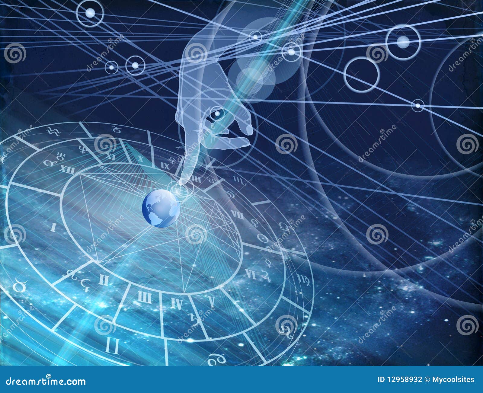 Astrology Chart on the Blue Background Stock Illustration