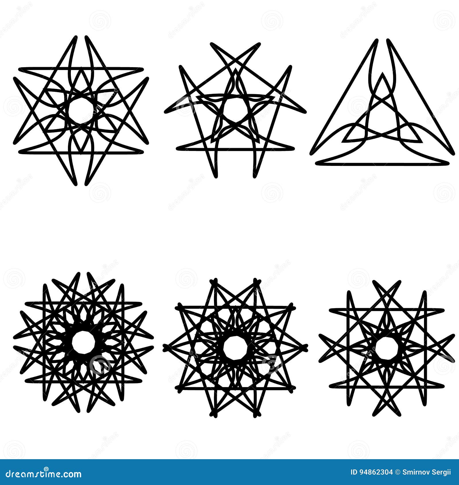 Astrology Geometric Pattern Set Pentogramm Stock Photo - Image of ...