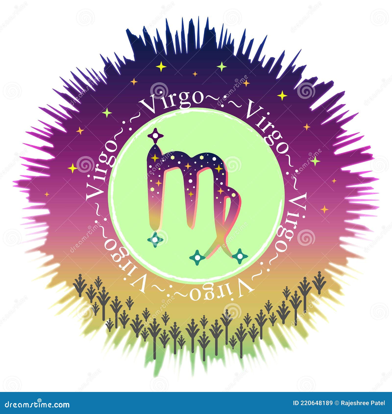 Virgo Moon Sign. Zodiac Sign Label. Astrology Vector. Aurora Gradient ...