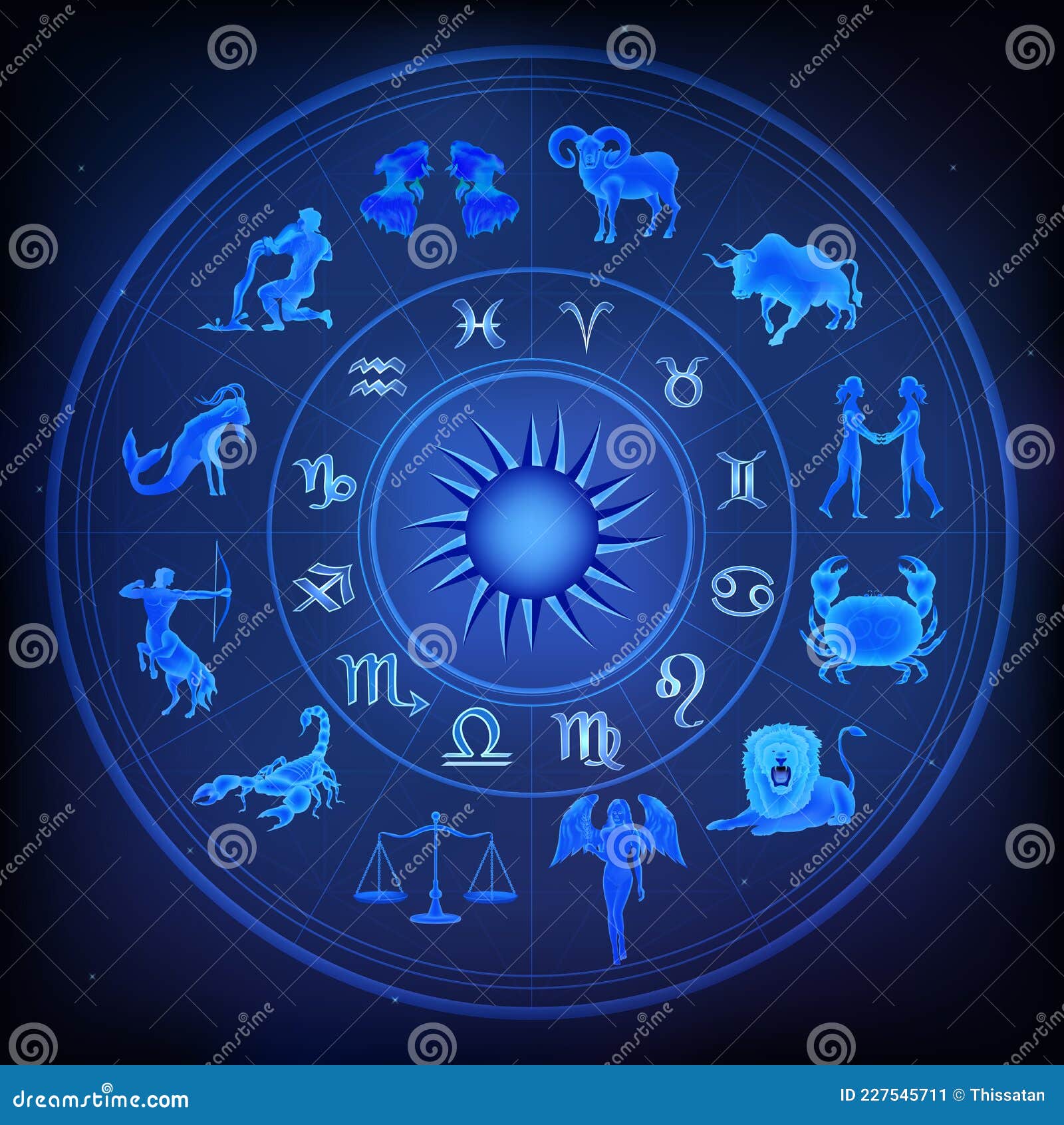Astrology Horoscope Circle with Zodiac Signs. Vector Illustration Stock ...
