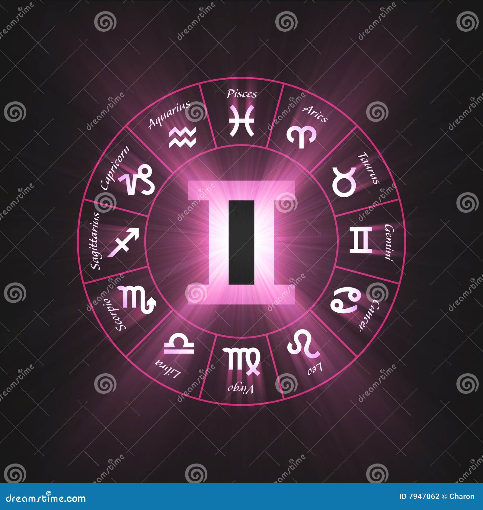 Astrology Symbol Gemini Light Flare Stock Illustration - Image: 7947062