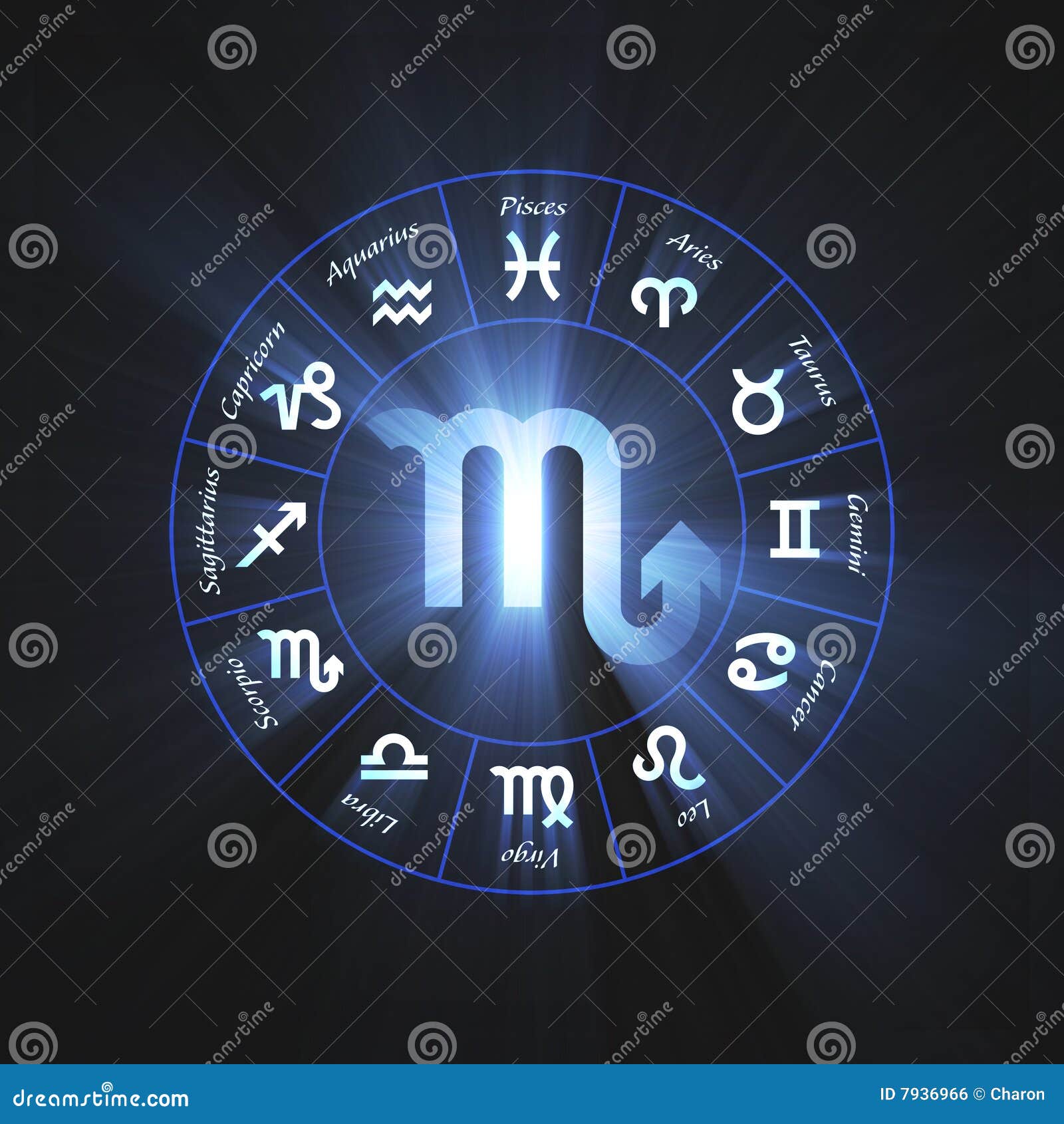 Astrology Symbol Scorpio Light Flare Stock Illustration - Illustration ...