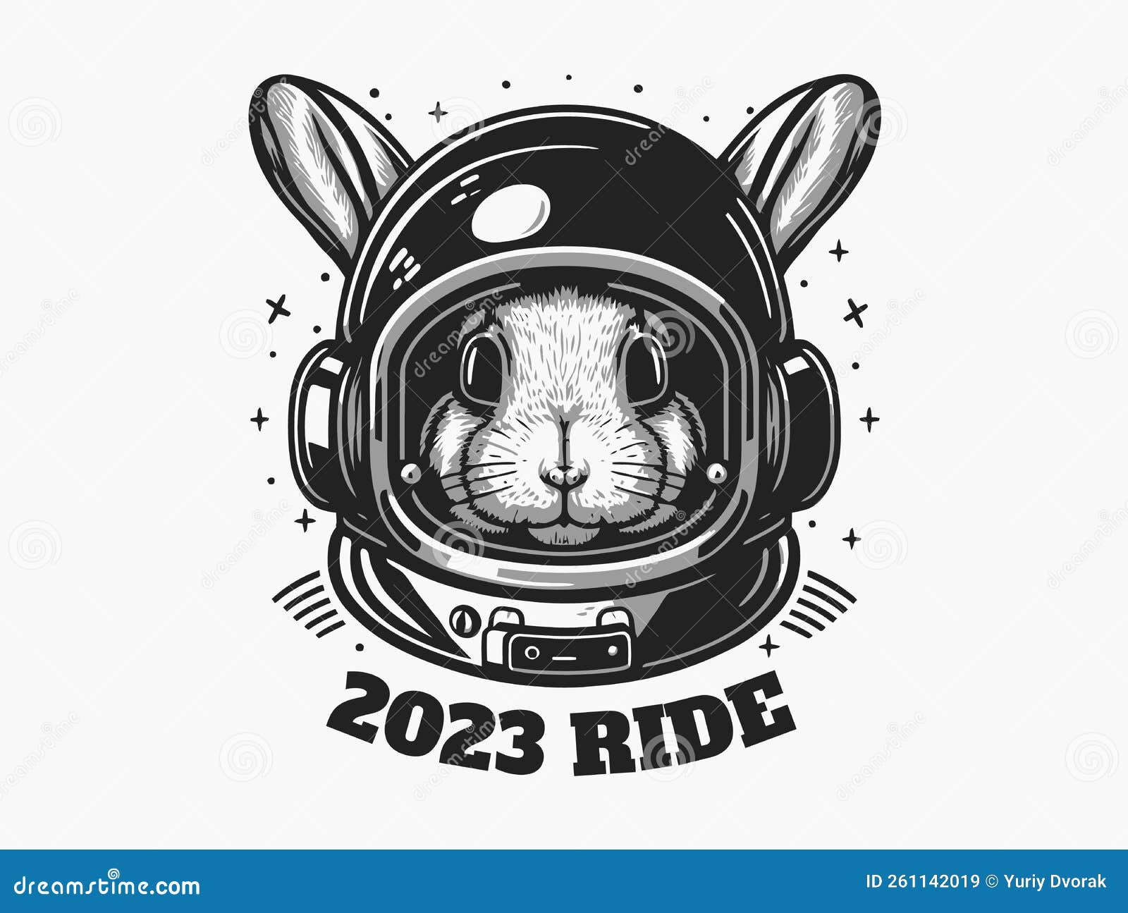 Astronaut Bunny Rabbit Hipster In Space Helmet Artwork Vector Stock
