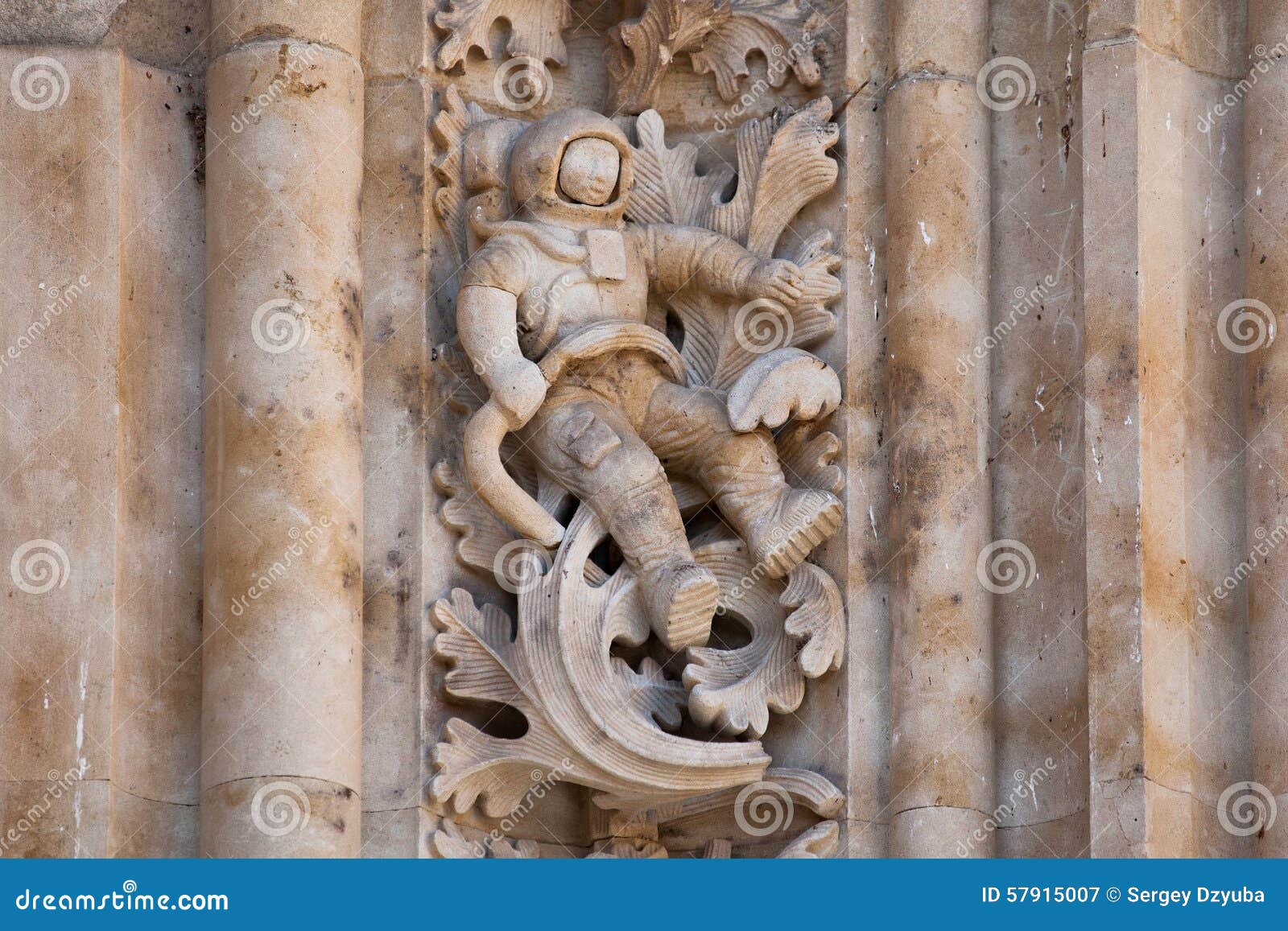 astronaut carved in stone in the salamanca cathedral facade
