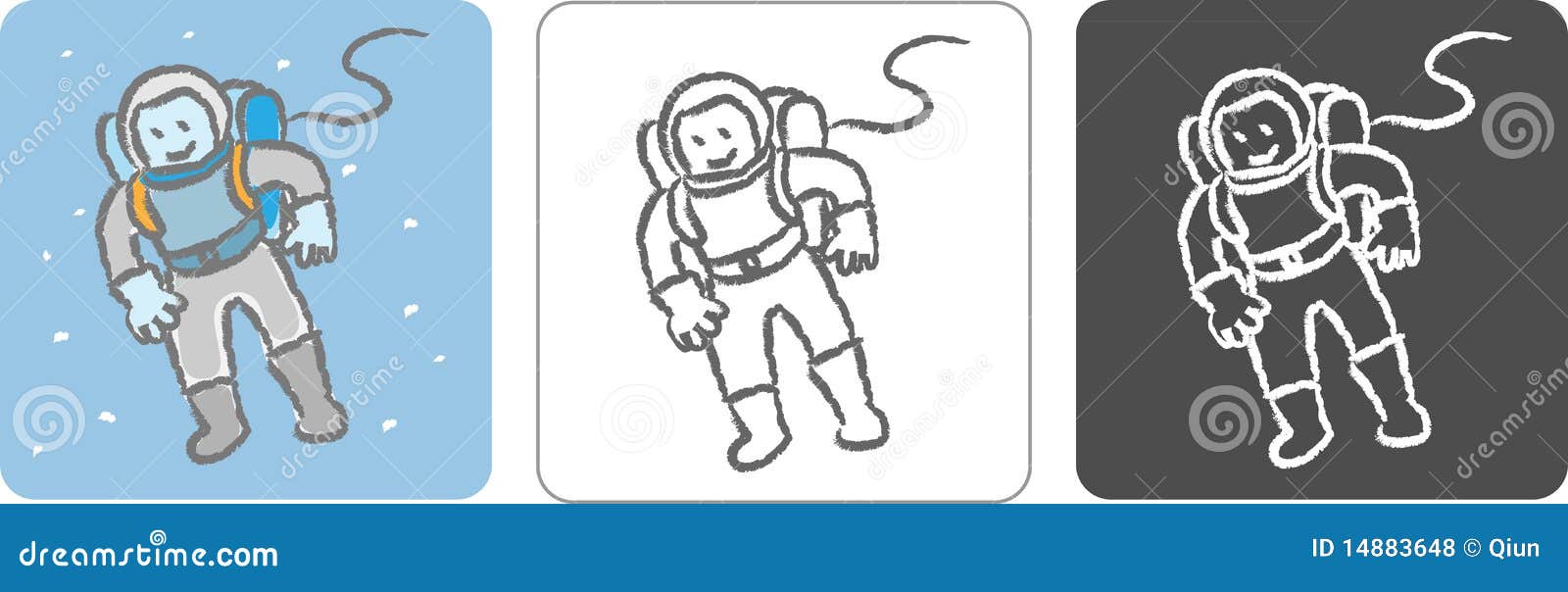 Astronaut Color Doodle. Set Of Space Objects And Symbols. Planets And ...