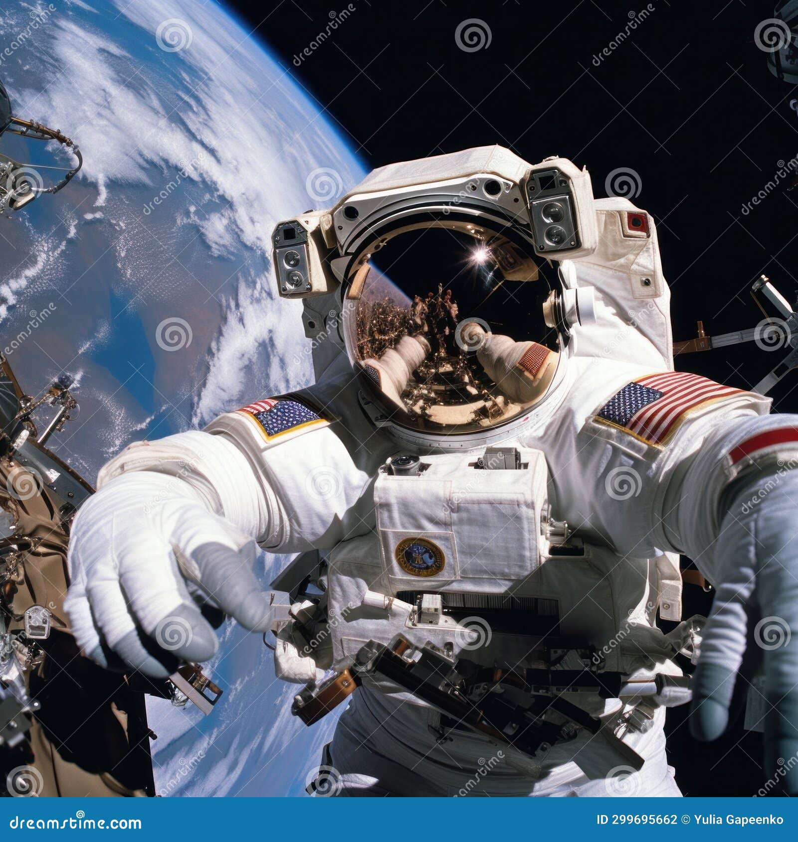 Astronaut Conducting Experiments in Zero Gravity, Emphasizing the