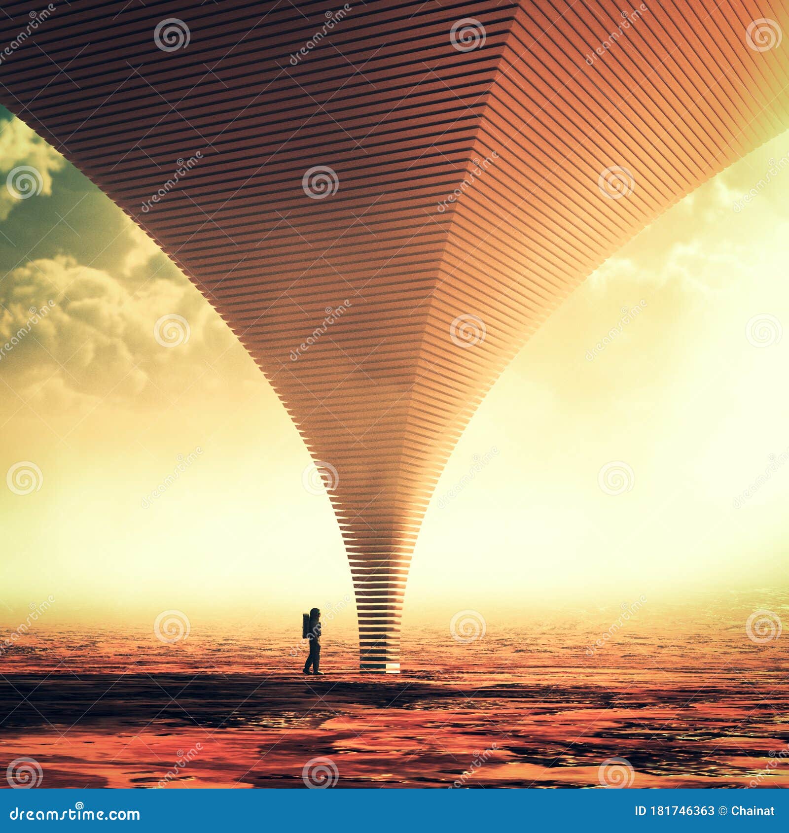 astronaut discover alien architecture