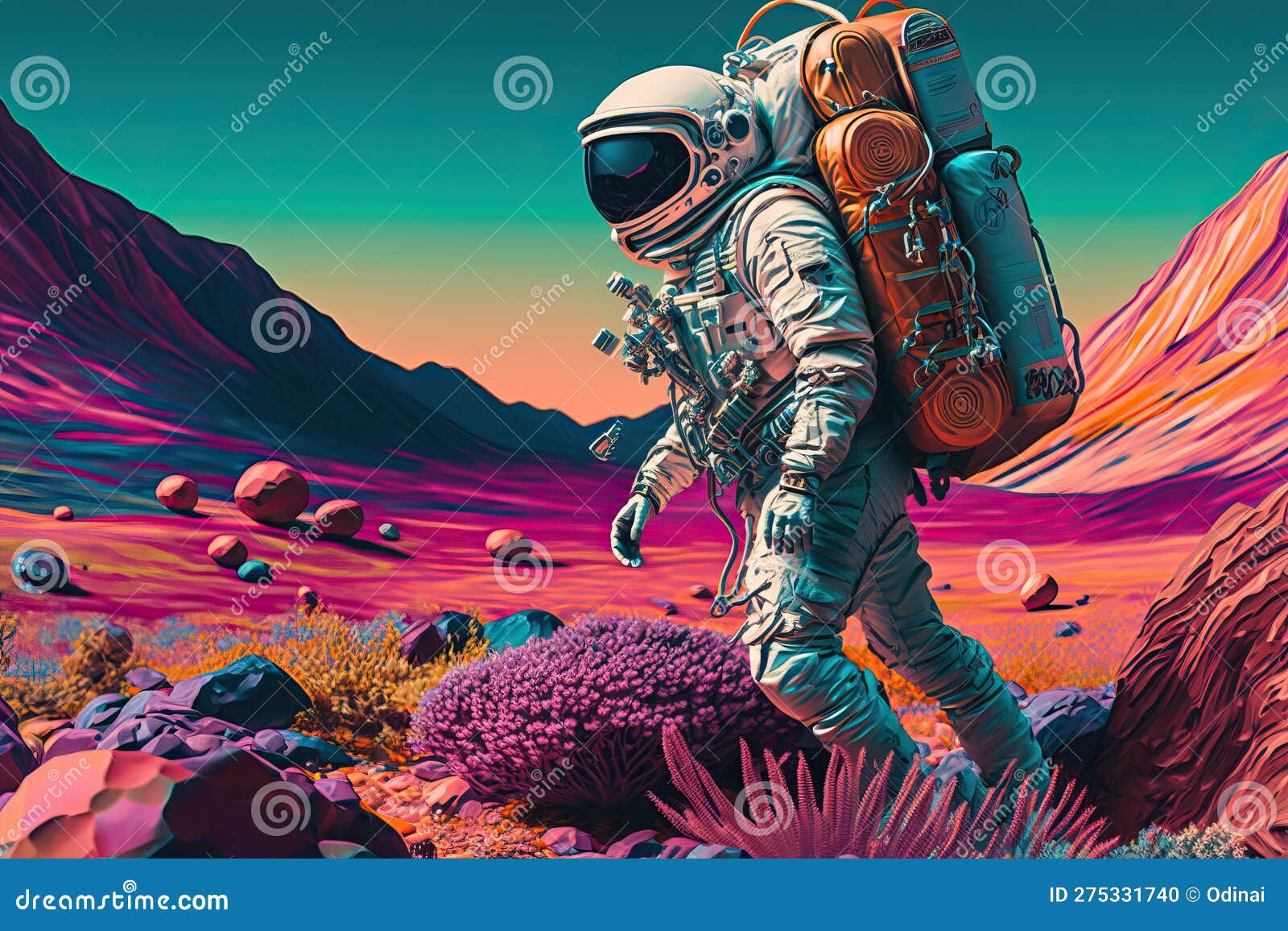 Surreal Art Spaceman Art Astronaut Colorful Art 