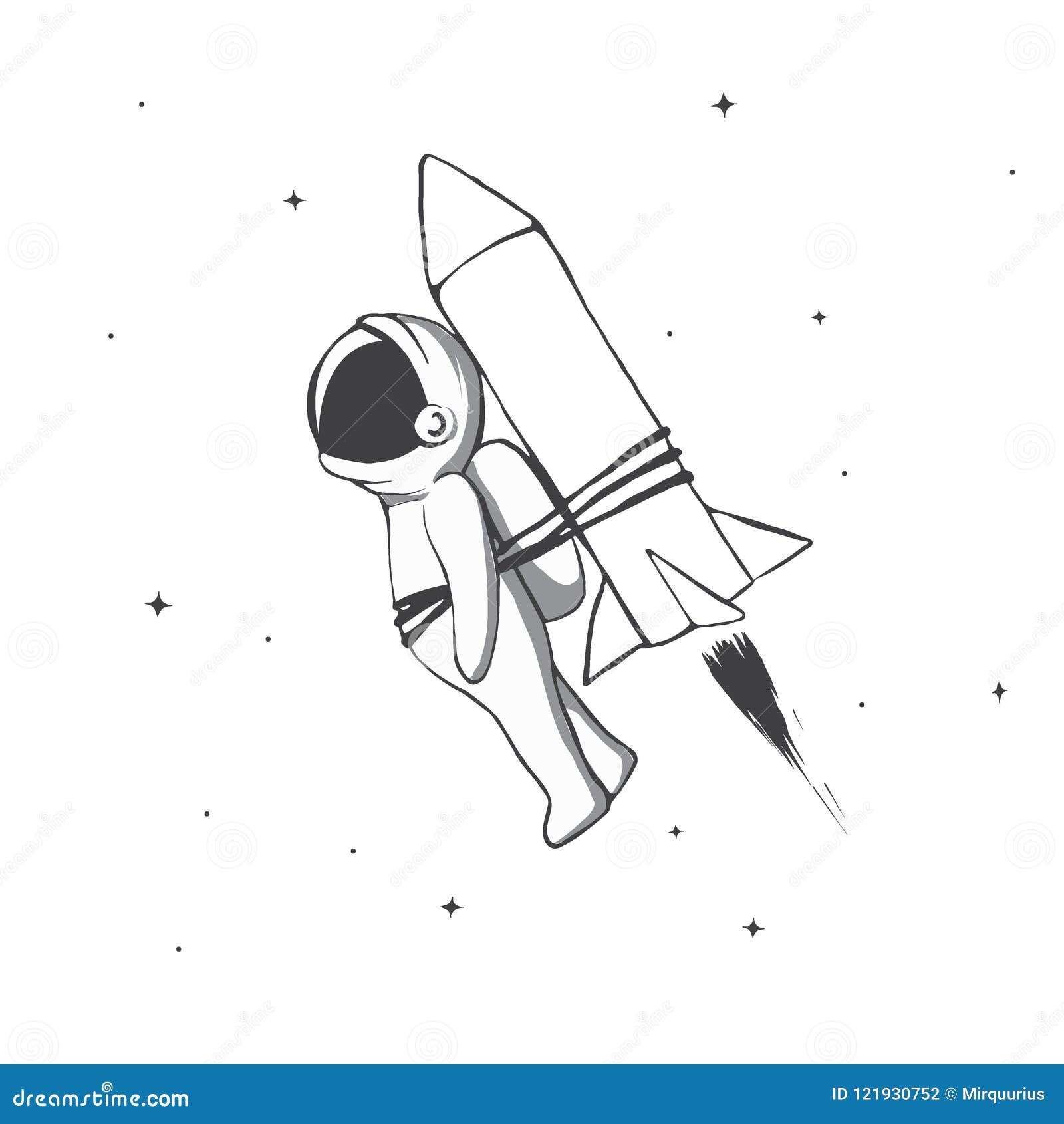 Astronaut Flying To Space with Rocket Stock Vector - Illustration of  galactic, cartoon: 121930752