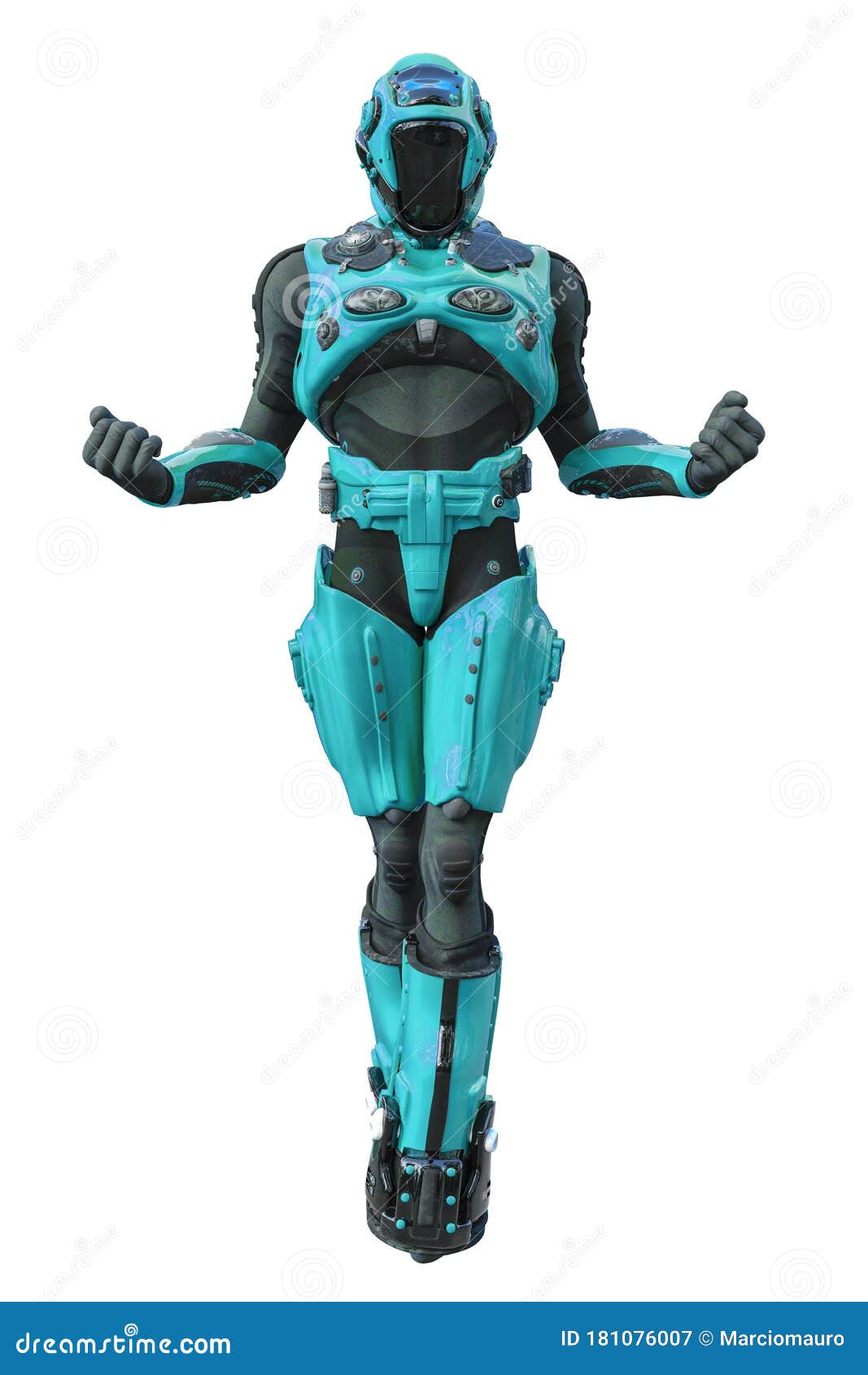 astronaut in green exo suit exploring arround