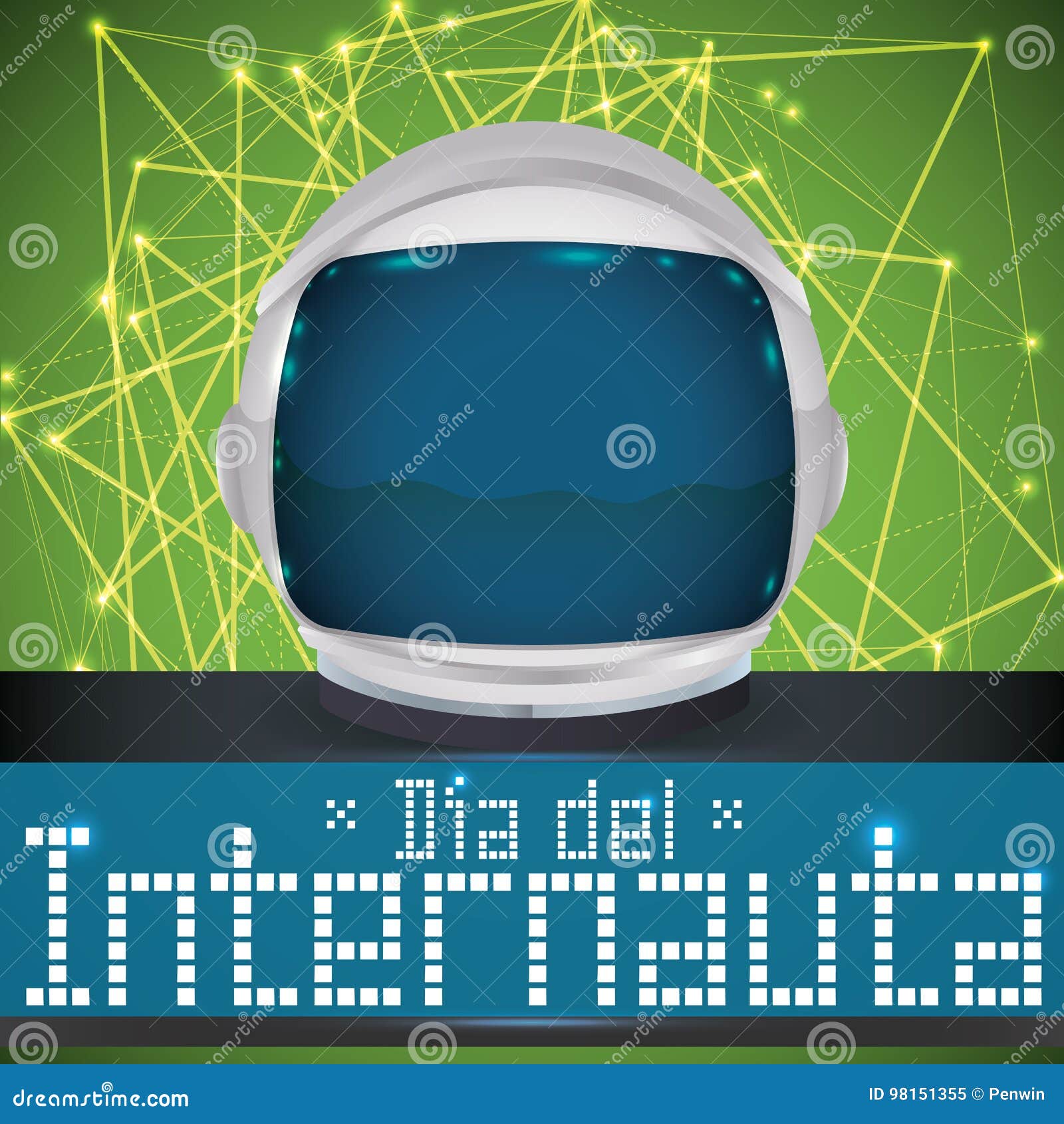 astronaut helmet over network connections to commemorate internaut day,  
