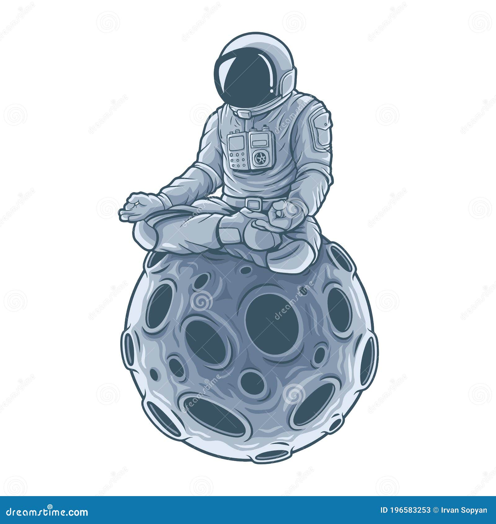 Astronaut sitting on the moon Space illustration  Stock Illustration  55169460  PIXTA