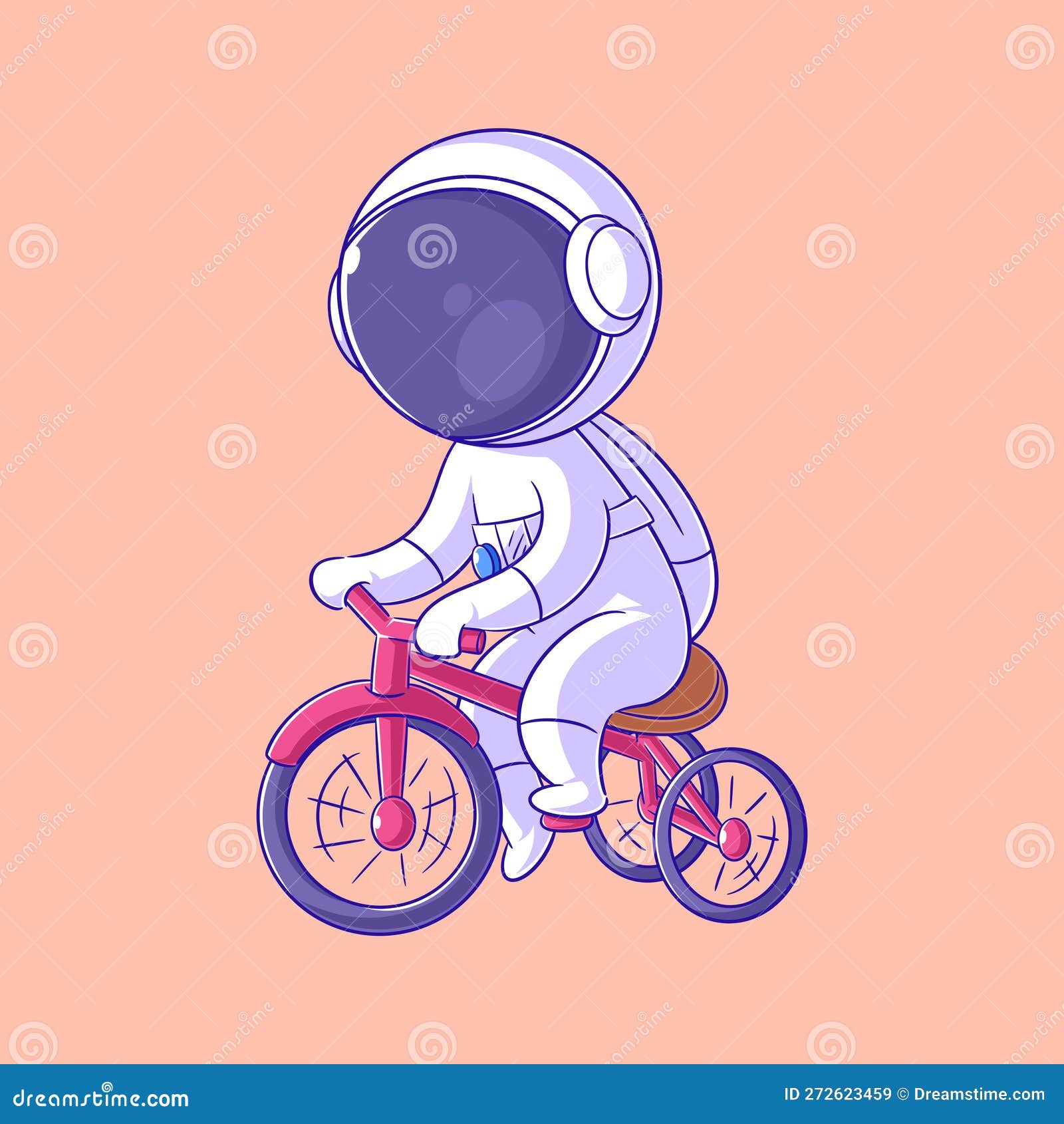 Astronaut Riding a Red Bicycle Stock Vector Illustration of earth