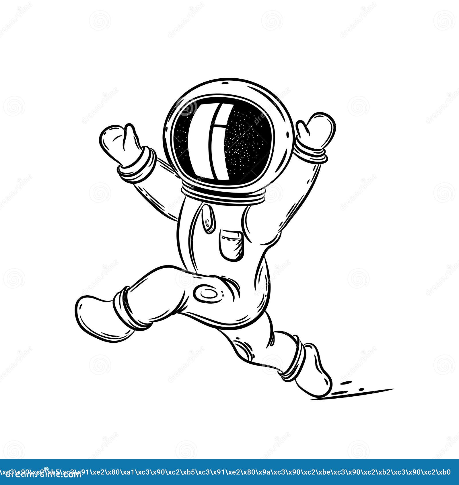 Download Astronaut Runs In Space. Coloring Page. Illustration On ...