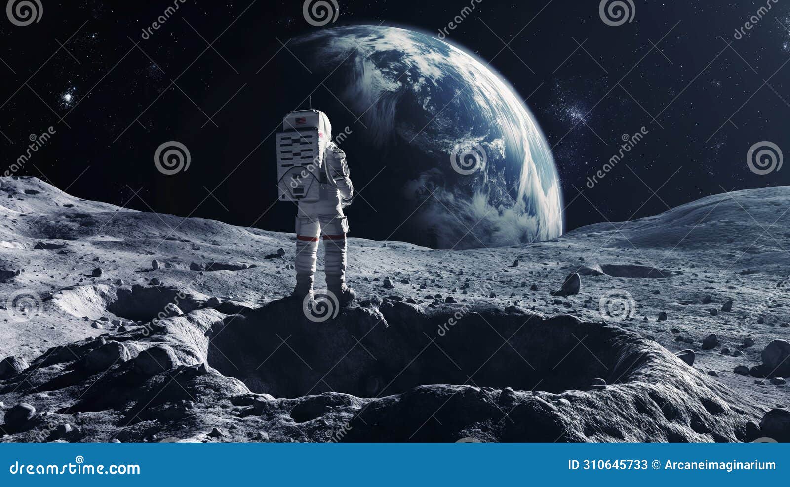 astronaut in space on moon earth globe concept