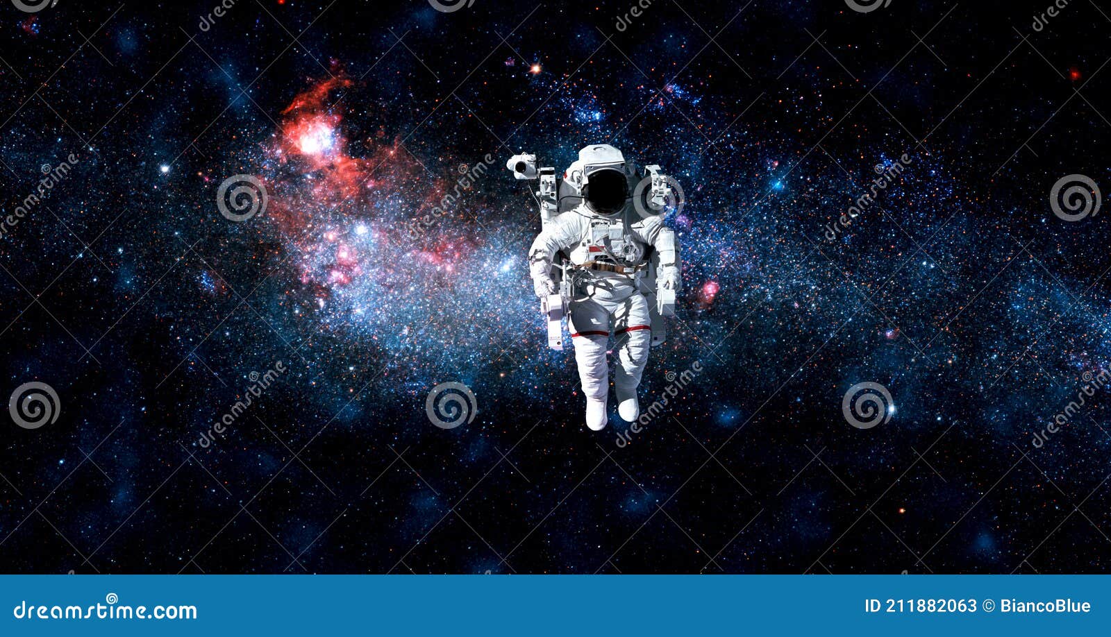 Astronaut Spaceman Do Spacewalk While Working For Space Station Stock