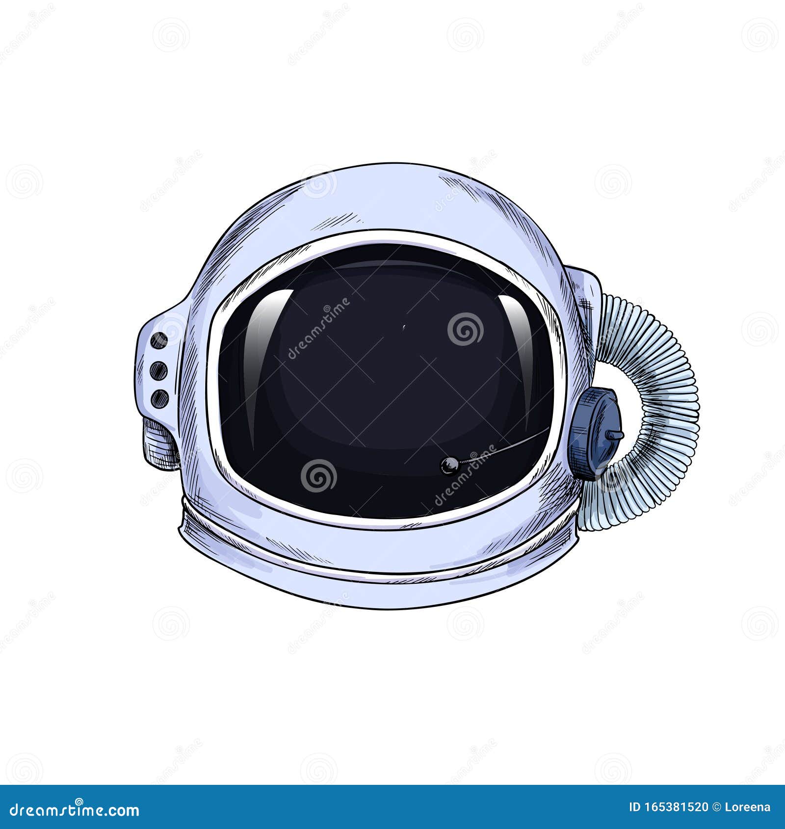 Astronaut Suit Helmet, Full Color, Hand Drawn Stock Vector - Illustration  of suit, drawn: 165381520