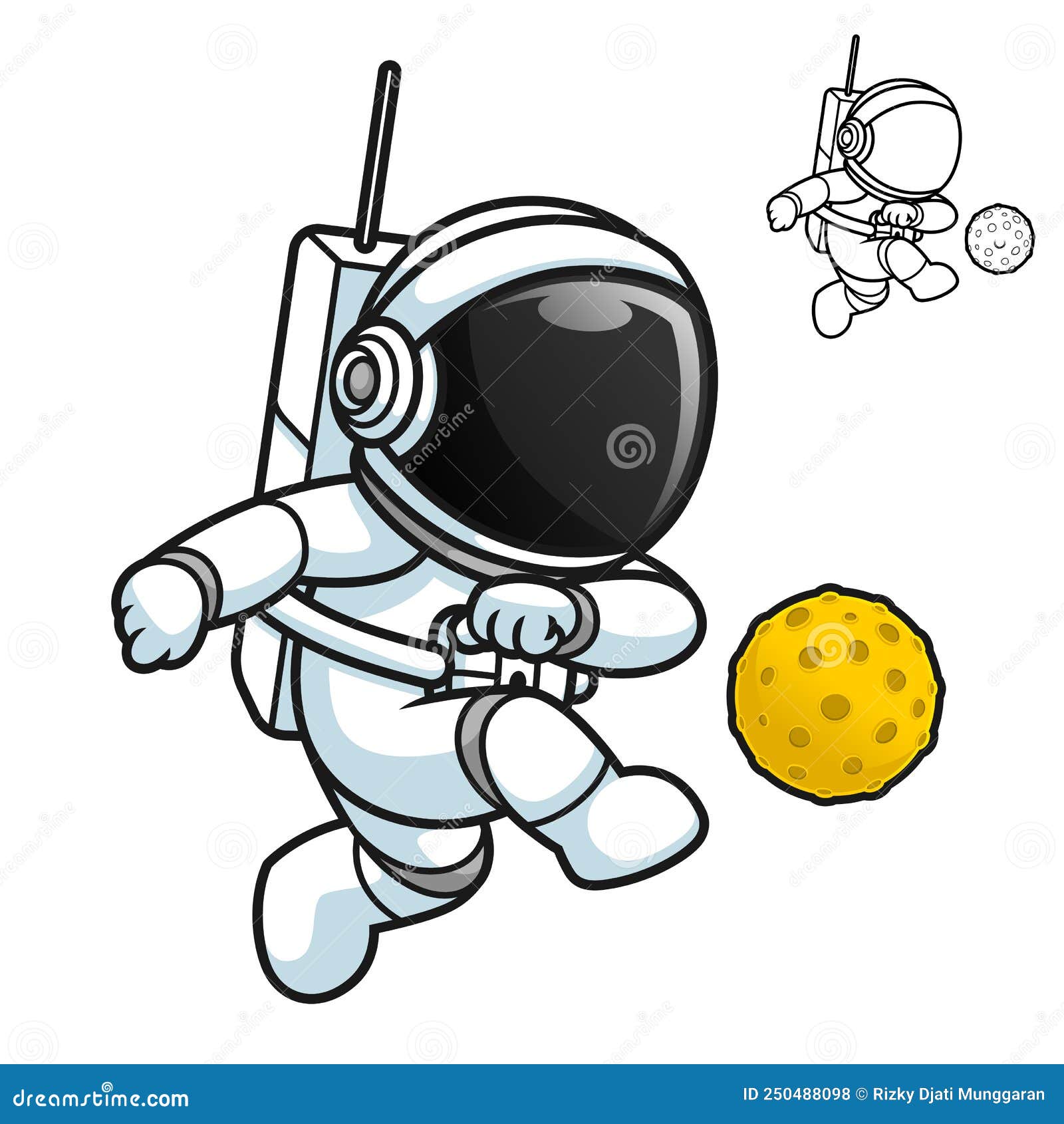 Astronauta bonito jogando ilustração de arte de jogos