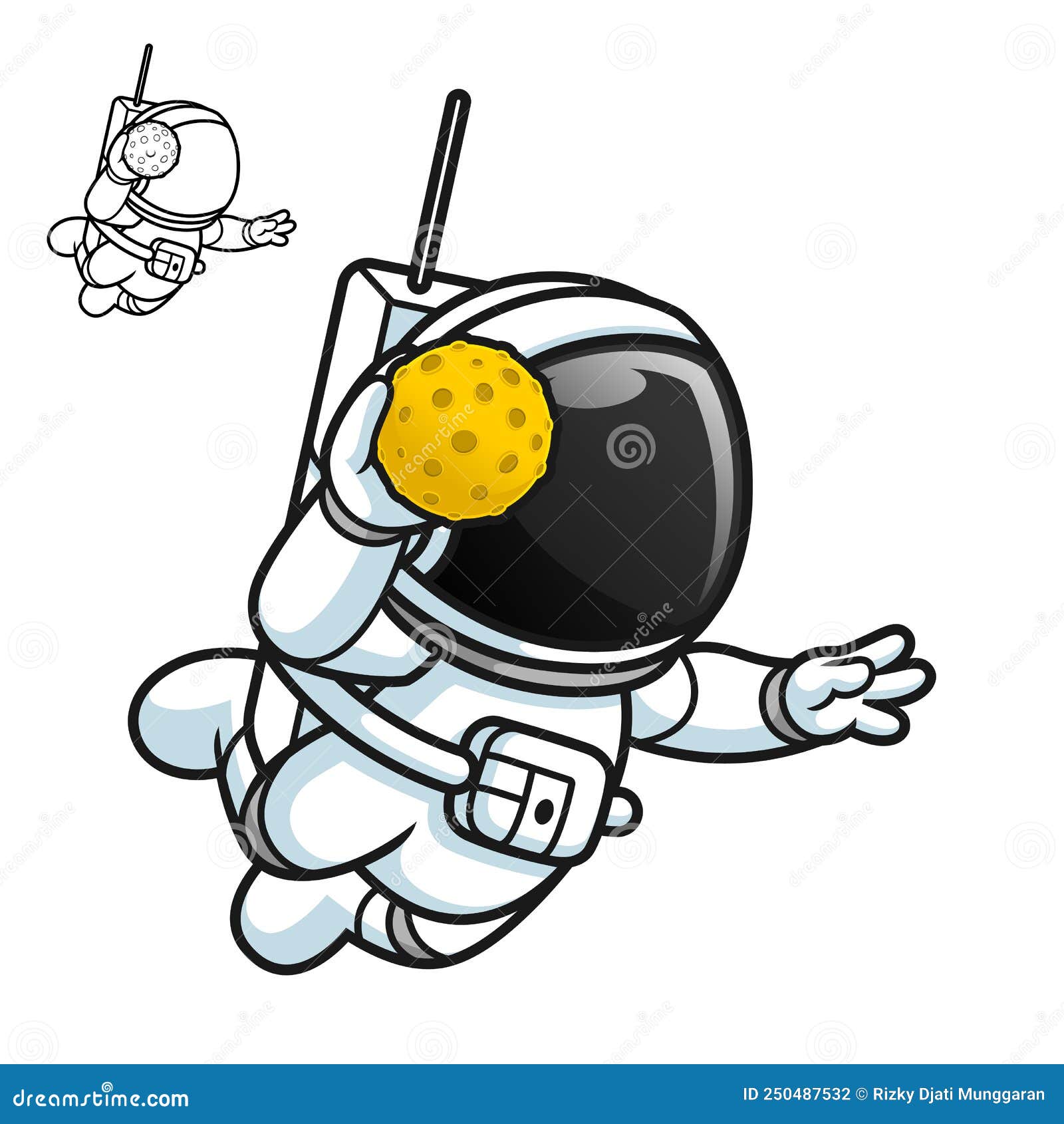 Astronauta bonito jogando ilustração de arte de jogos