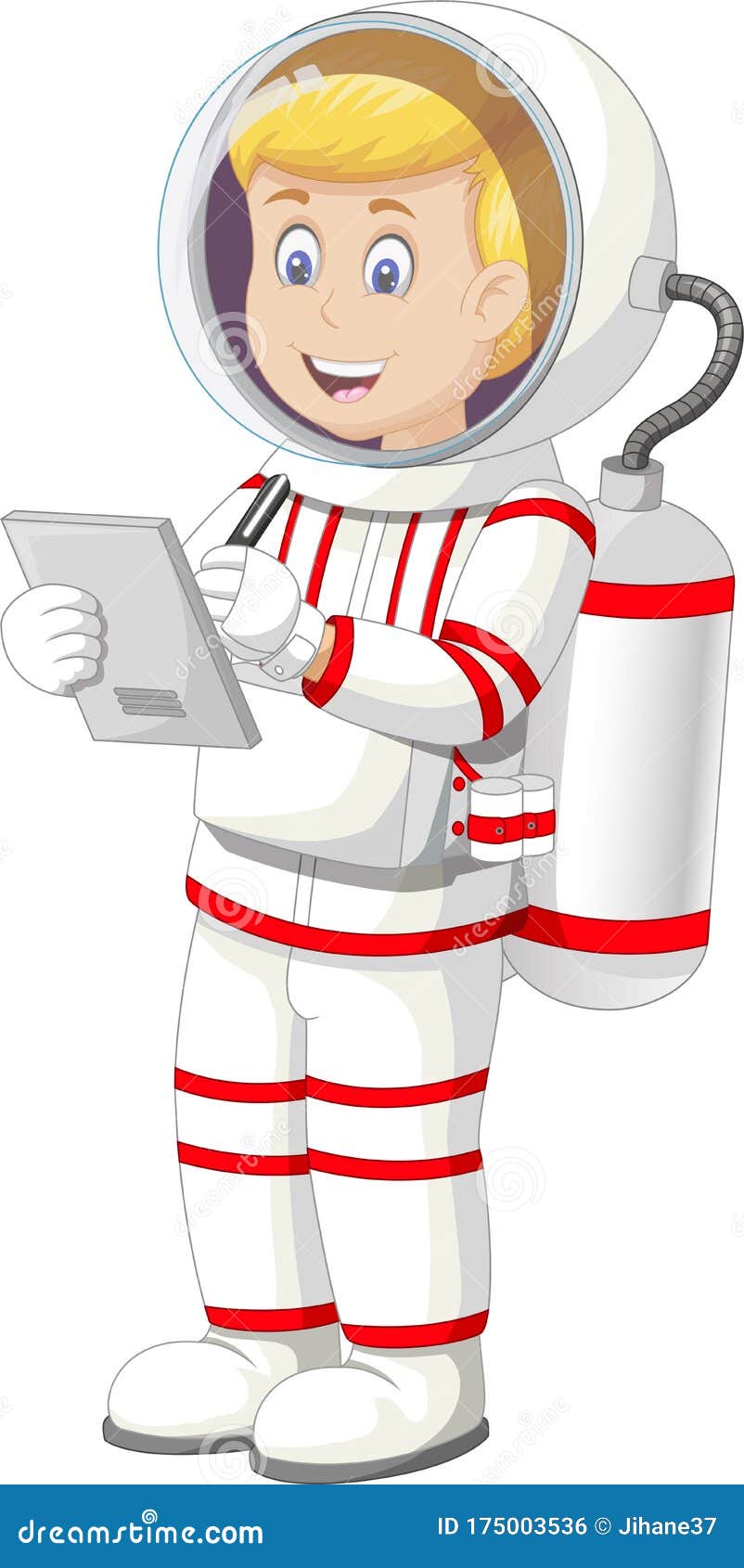 Astronauta Con Uniforme De Traje Rojo Blanco Con Viñeta De Lápiz Y Tablero  De Papel Stock de ilustración - Ilustración de hombres, mascota: 175003536