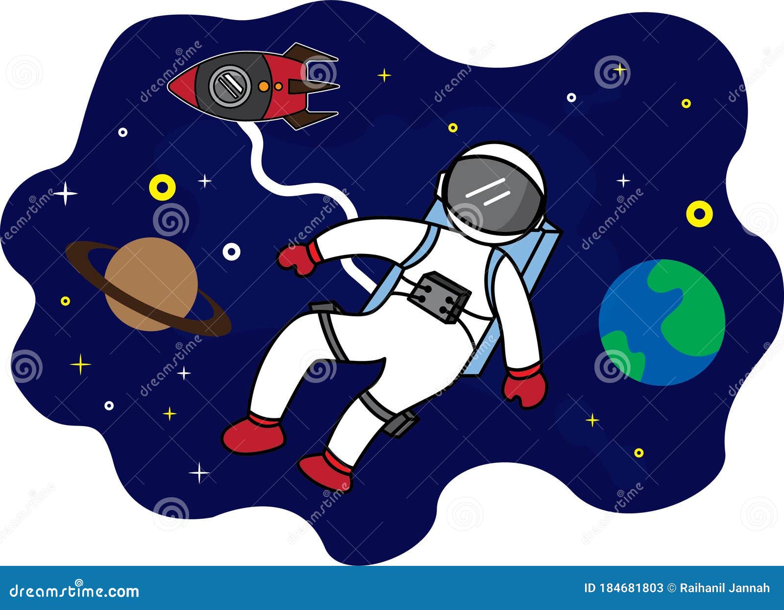 Astronauta Feliz En El Espacio. Adecuado Para Fondos De Fondo Fondos De  Escritorio Niños Camisetas Impresión Digital Etc. Ilustración del Vector -  Ilustración de cosmos, interestelar: 184681803