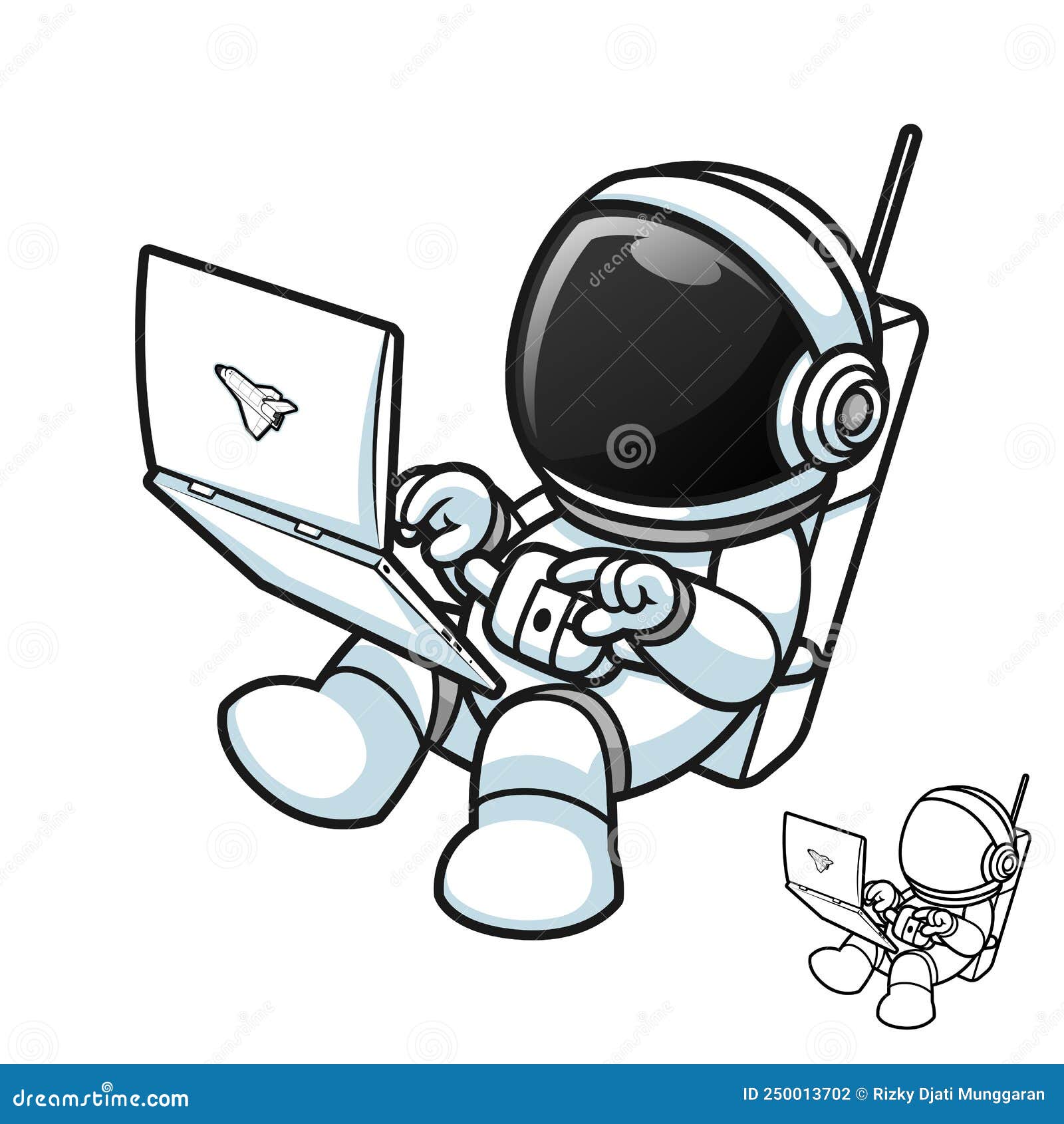 Astronauta bonito jogando ilustração de arte de jogos