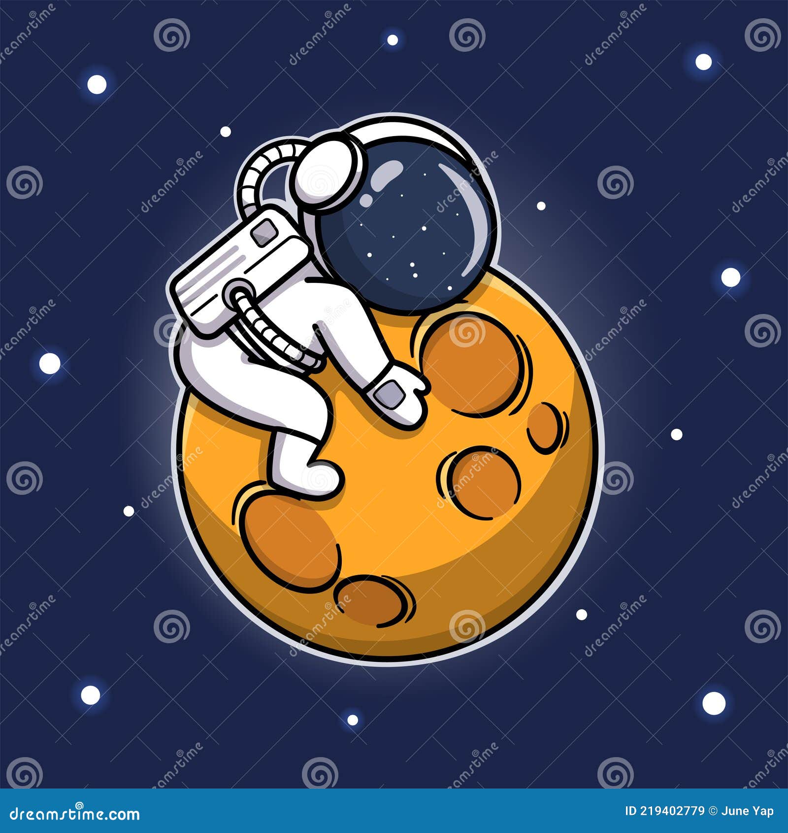Astronauta Lindo Abrazando La Luna Ilustración del Vector - Ilustración de  universo, abrazo: 219402779