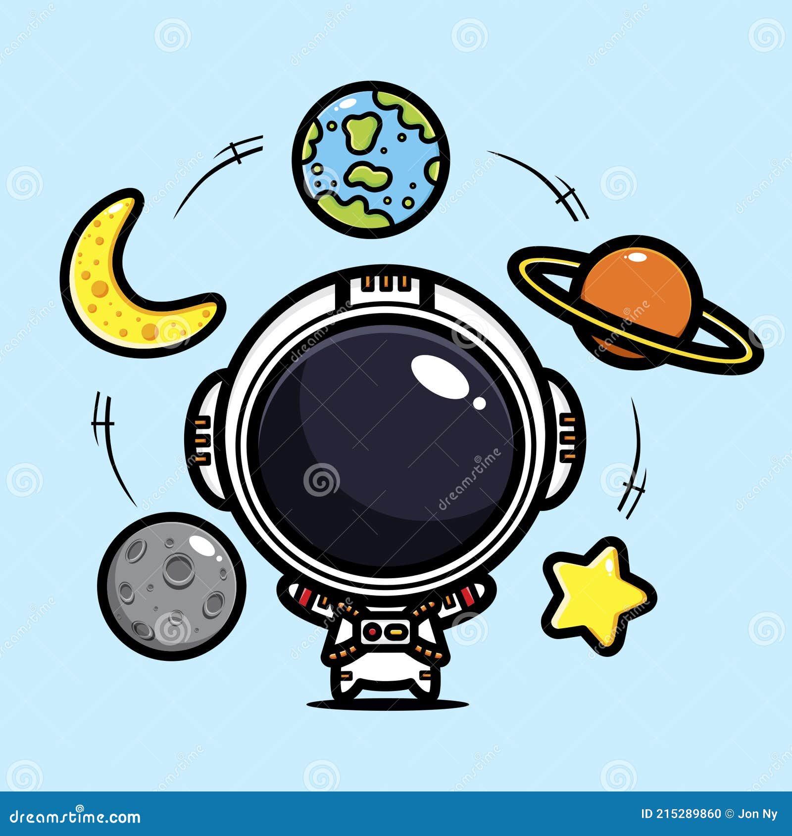 Astronauta Lindo Personajes De Dibujos Animados Están Jugando Lanzando  Varios Planetas Luna Y Tierra Ilustración del Vector - Ilustración de  creciente, aterrizaje: 215289860